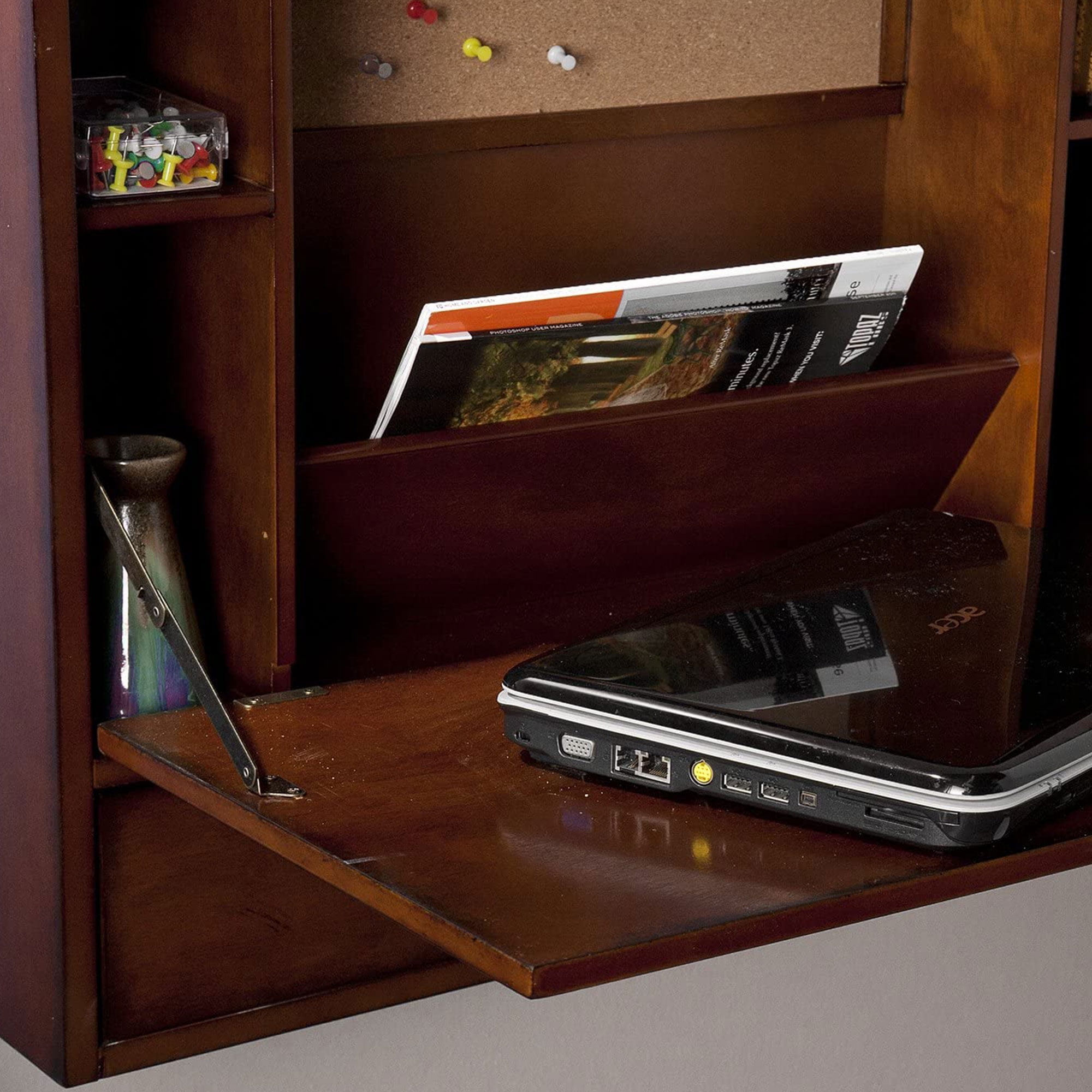 Wall-Mount Laptop Desk - Brown Mahogany - Image 5