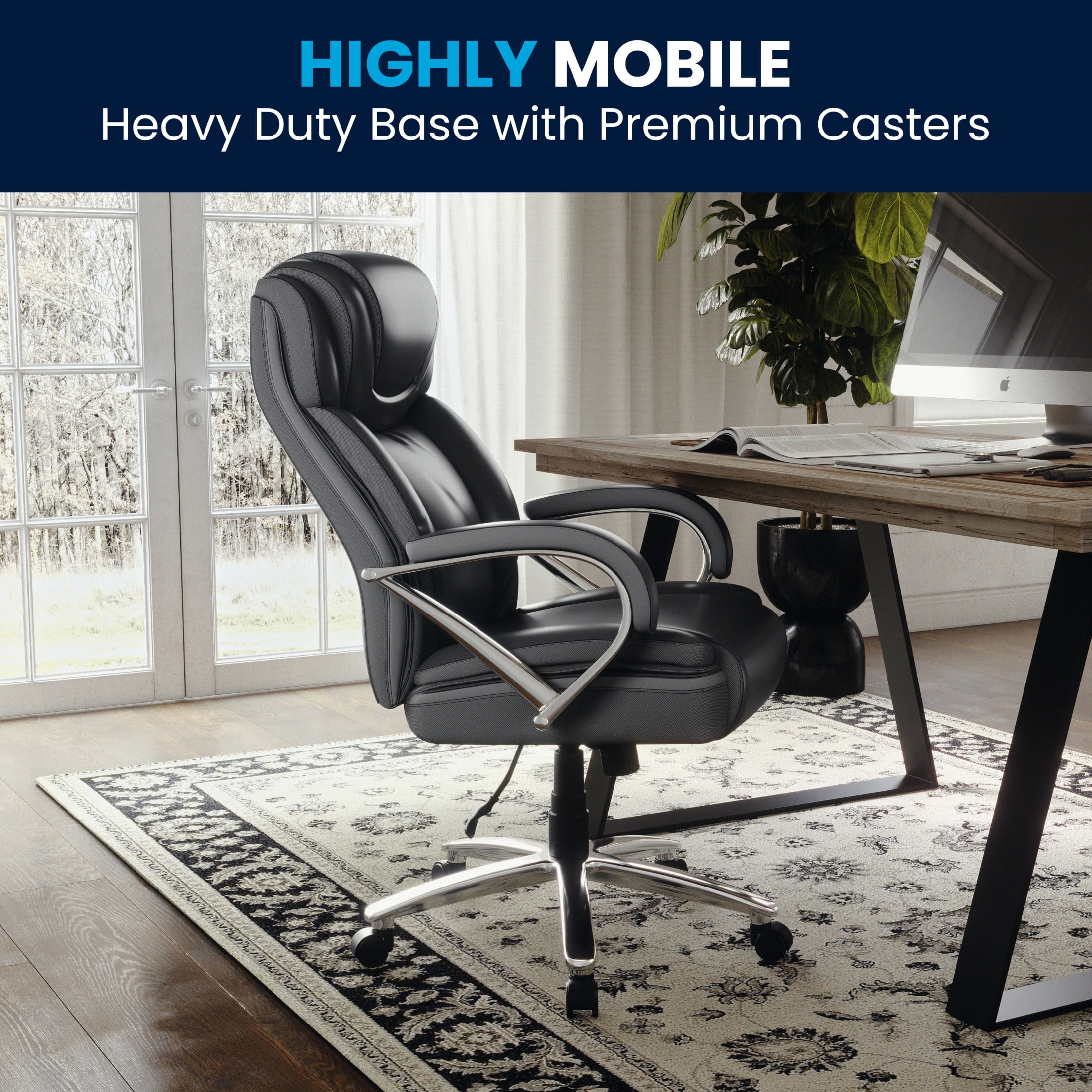 Flash Furniture Hercules Series Big & Tall Ergonomic LeatherSoft Office Chair, Black - Image 3