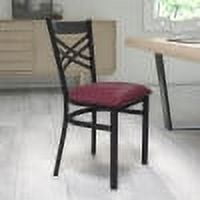 Flash Furniture HERCULES Series Black ''X'' Back Metal Restaurant Chair - Burgundy Vinyl Seat - Image 6