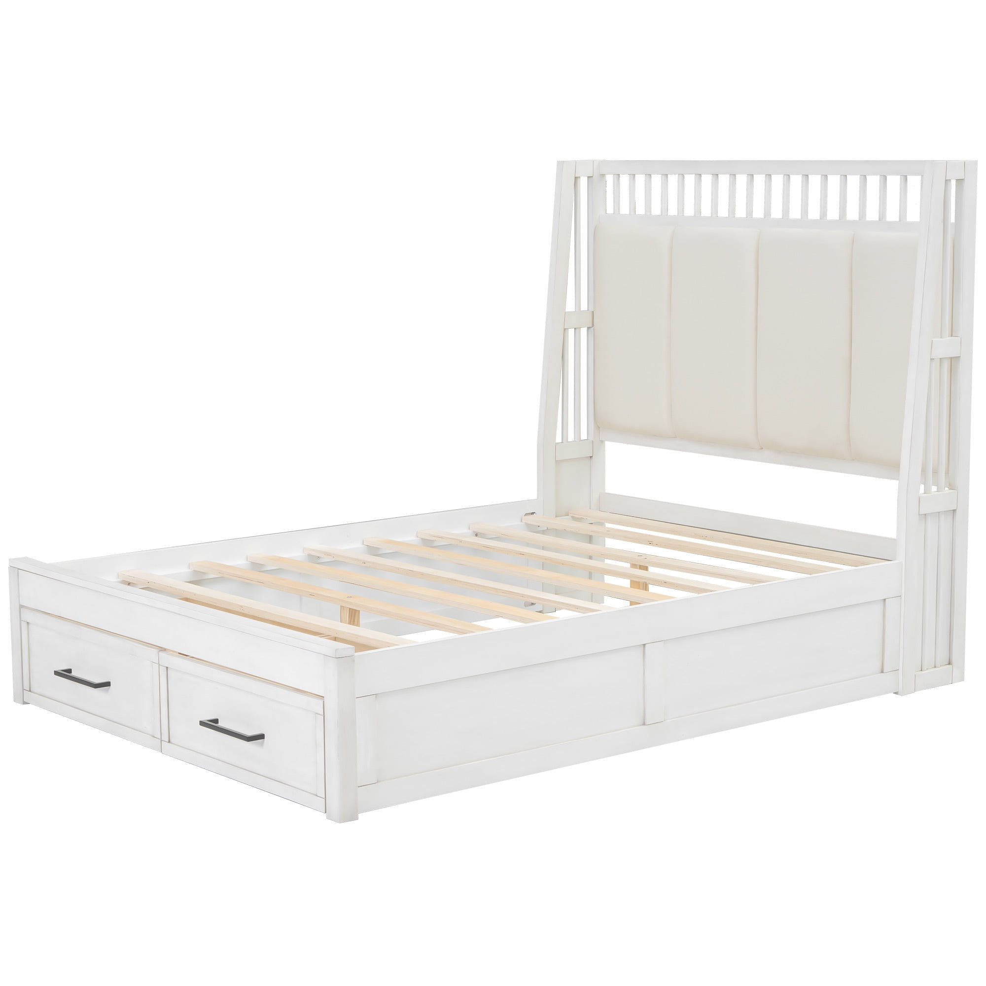 Euroco Full Size Platform Bed Frame with 2 Drawers, Upholstered Headboard for Kids Teens Adults - Image 7
