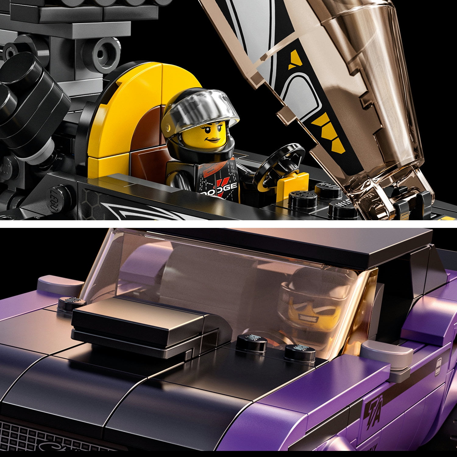 LEGO Speed Champions Mopar Dodge//SRT Top Fuel Dragster and 1970 Dodge Challenger T/A 76904 Building Toy (627 Pieces) - Image 9