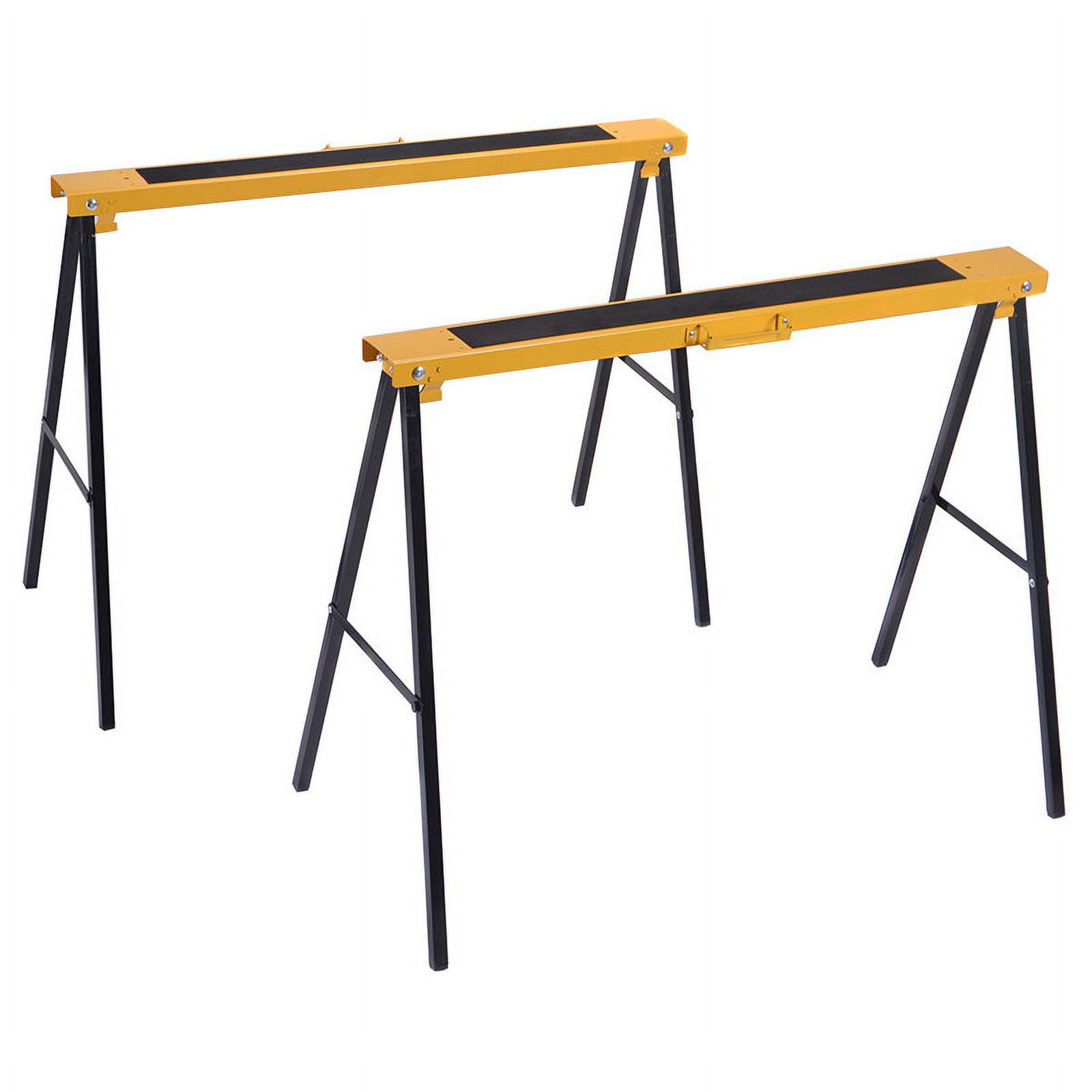 Gymax 2 Pack Heavy Duty Saw Horse Steel Folding Legs Portable - Image 7