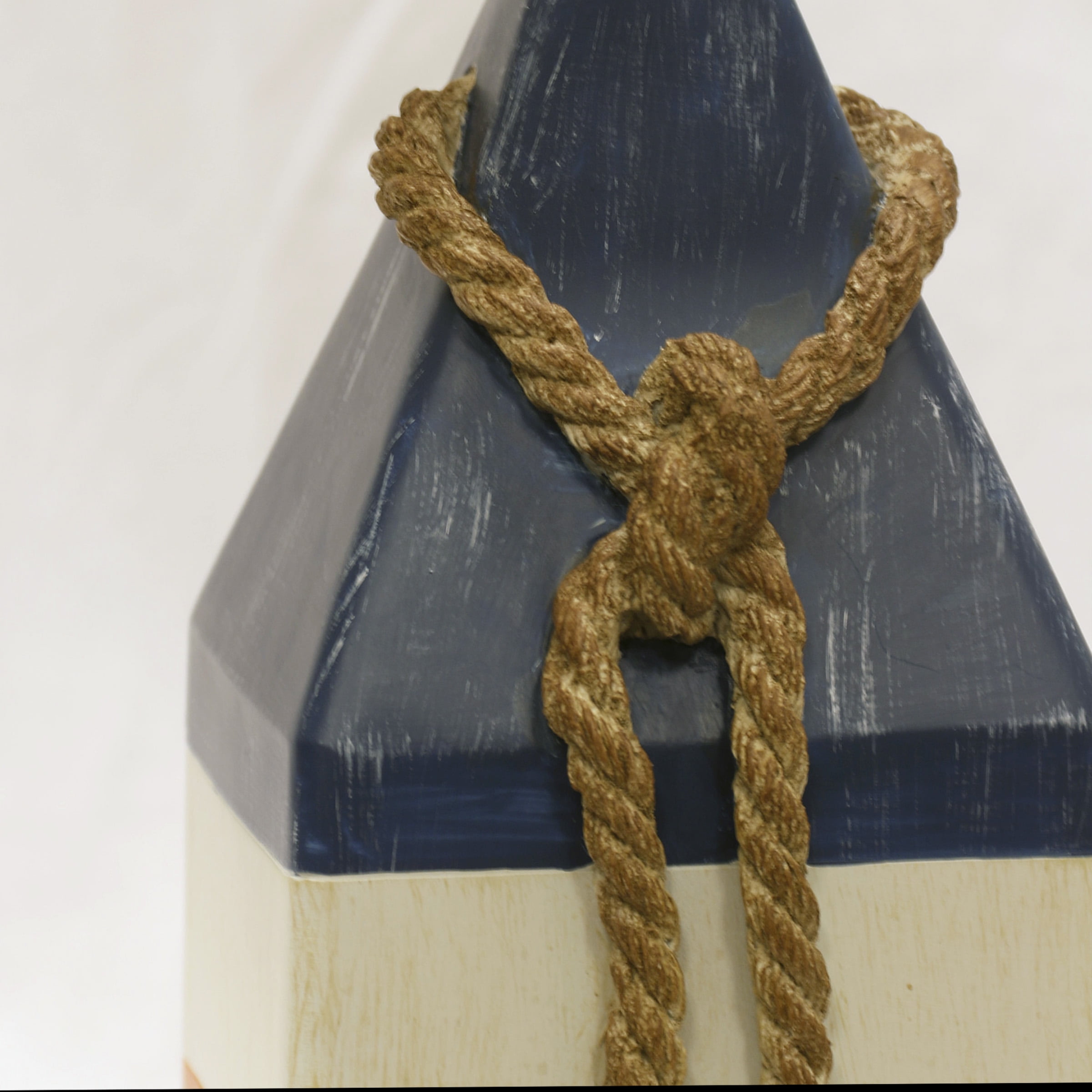 Table Lamp - Blue And Orange Stripe Finish - White Hardback Fabric Shade - Image 3