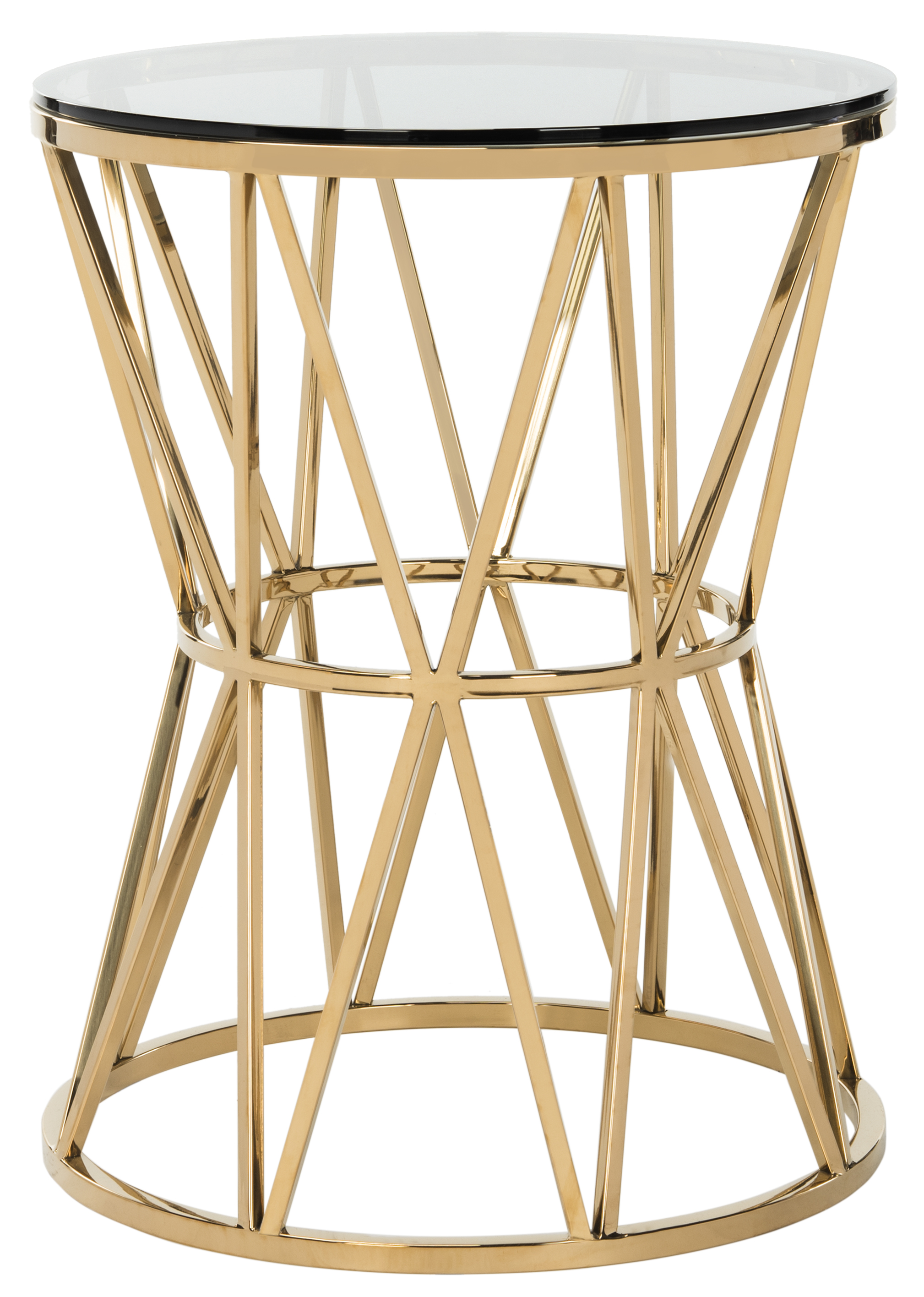 SAFAVIEH Couture Delsy Geometric Round Glass Top End Table, Gold - Image 4