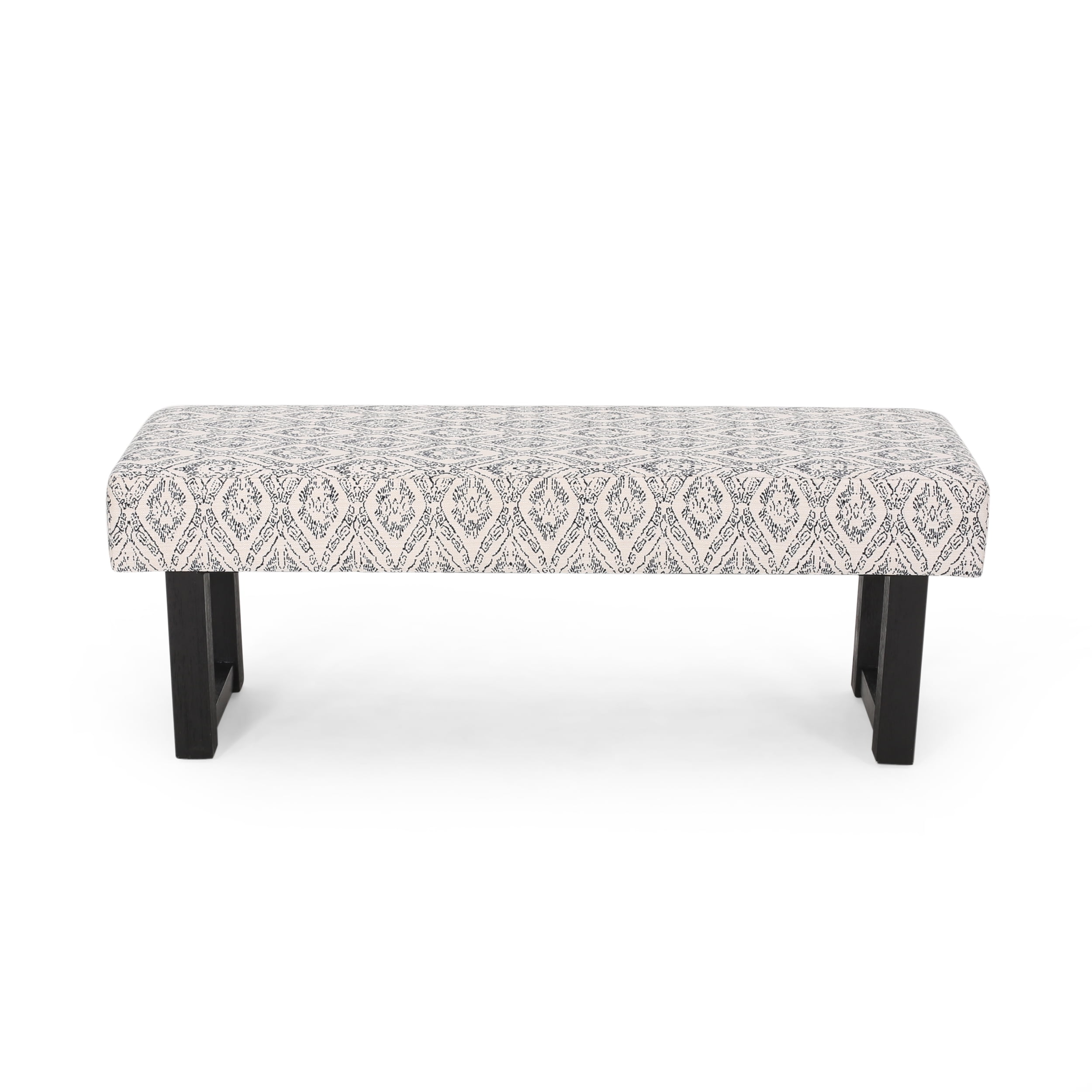Noble House Kamaiya Boho Fabric Bench, Black Print - Image 4