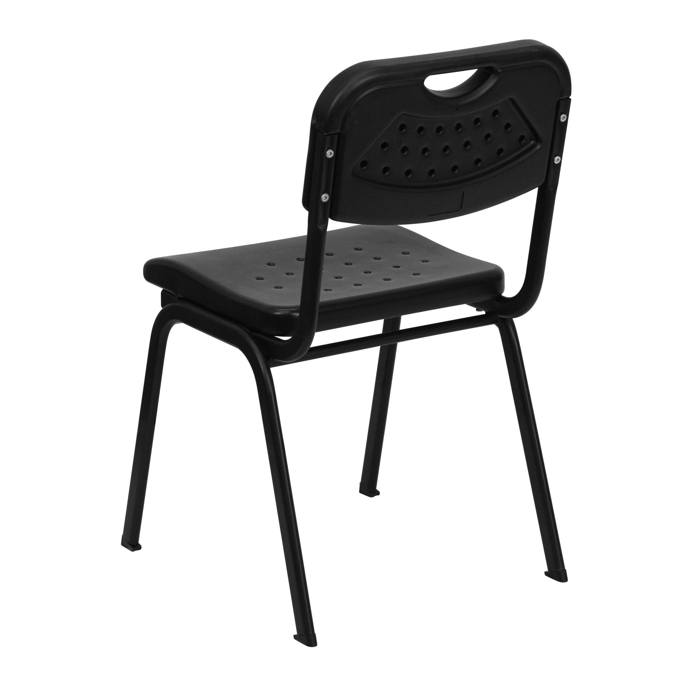 Flash Furniture 5 Pack HERCULES Series 880 lb. Capacity Black Plastic Stack Chair with Open Back and Black Frame - Image 4