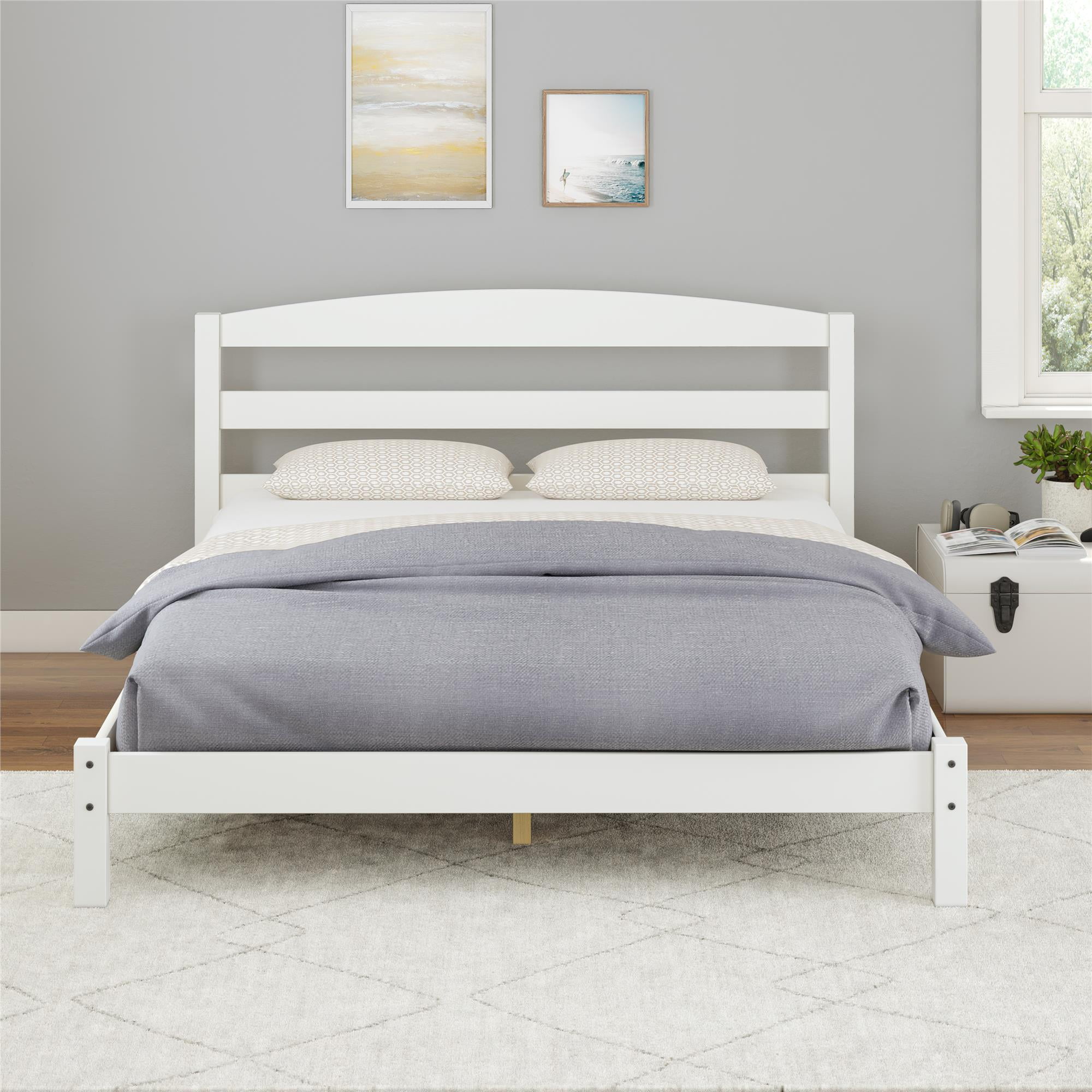 Better Homes & Gardens Leighton Solid Wood Platform Bed Frame, Full, White - Image 7
