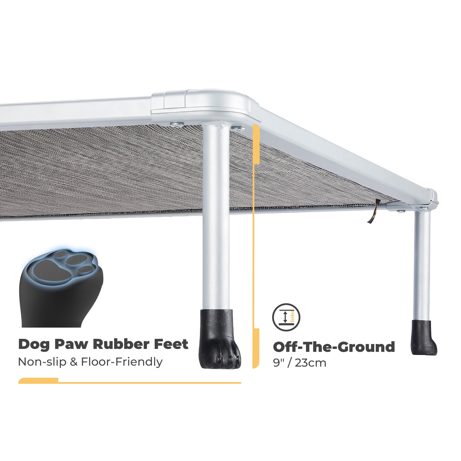 Veehoo Chewproof Pet Dog Bed, Cooling Raised Dog Cot with Non-Slip Feets, XX Large, Black Silver - Image 9