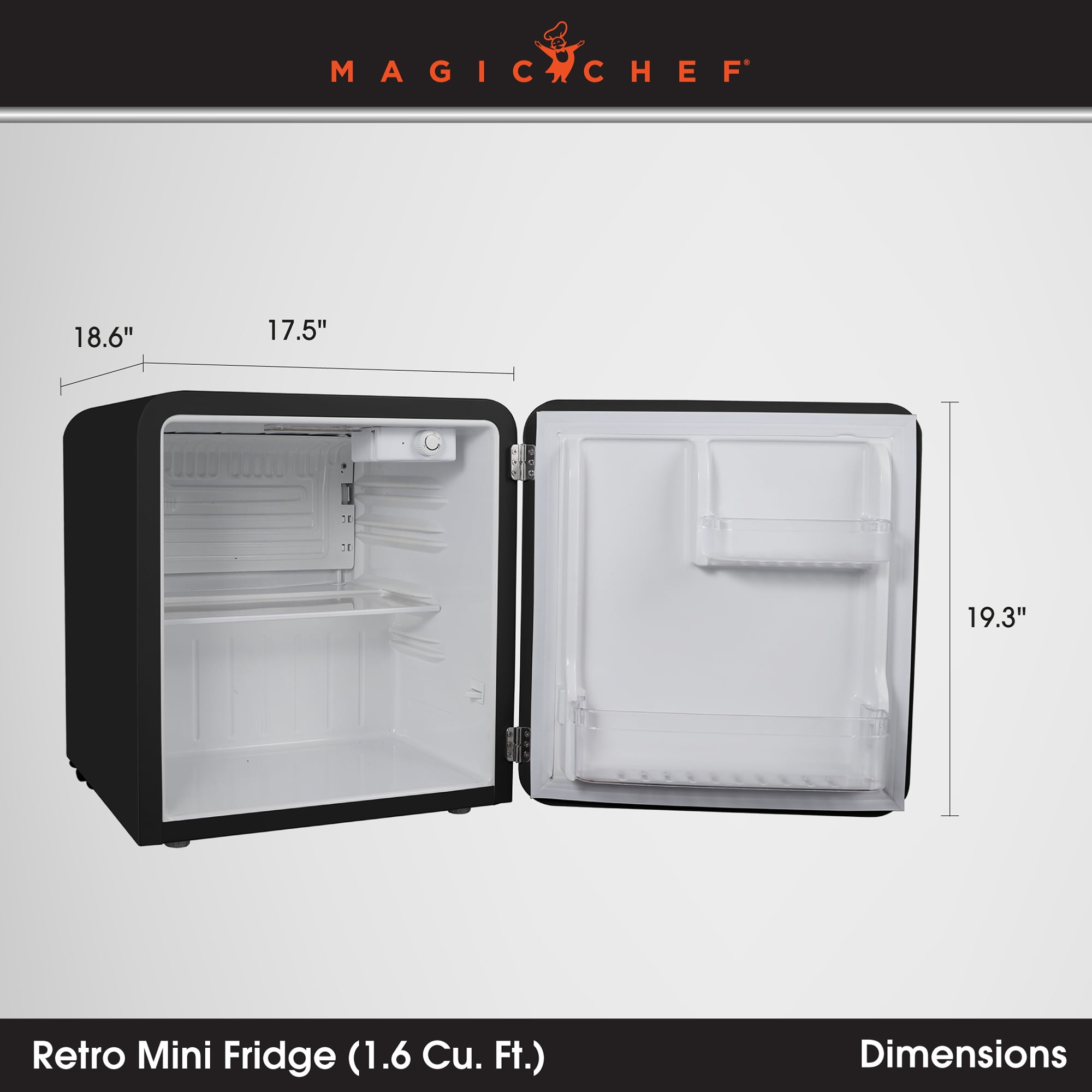 Magic Chef 1.6 Cu. Ft. Retro Mini Fridge with LED Light, Black, 34 lbs - Image 14