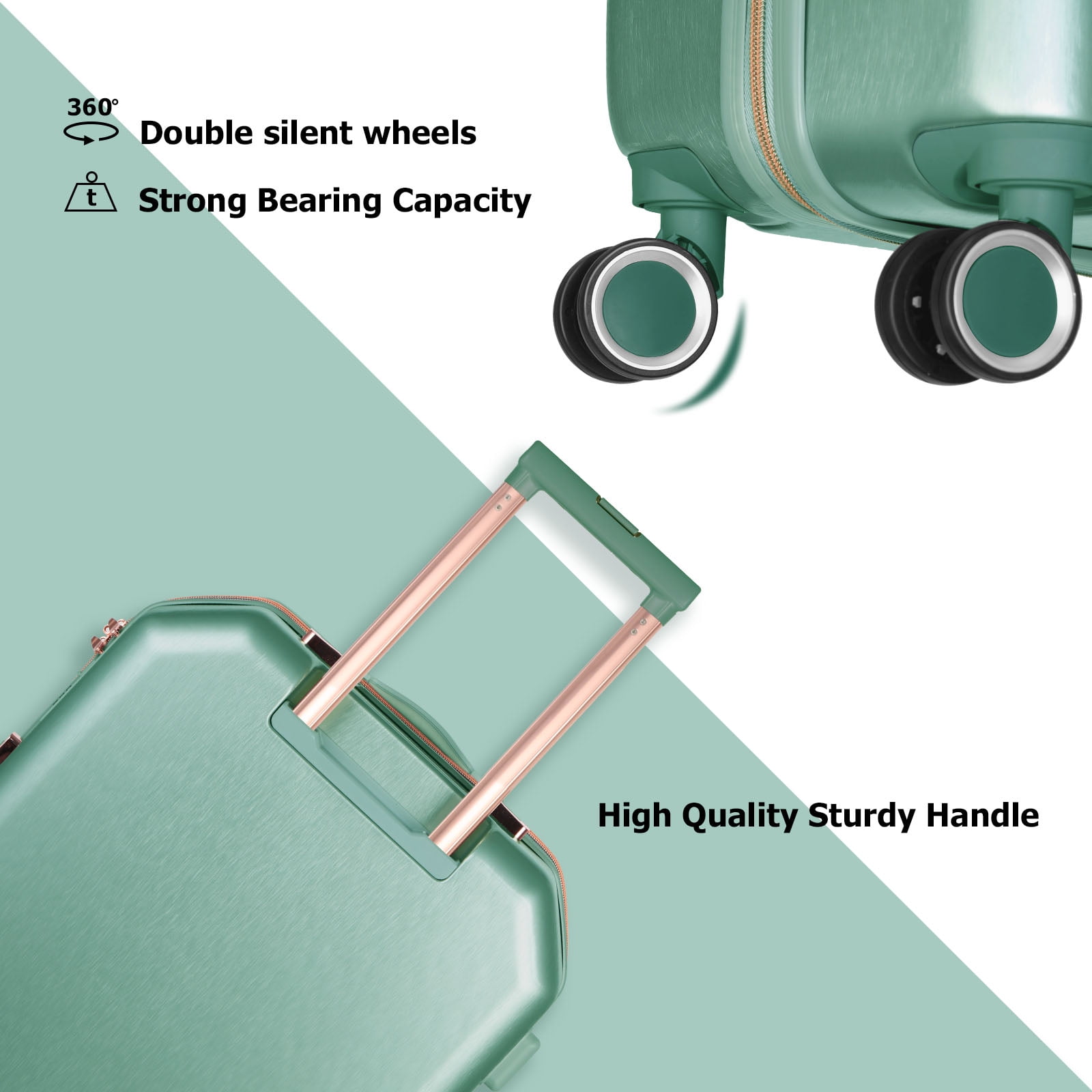 Luggage 3-Pieces Set PC+ABS Durable Suitcase Sets Rose Gold 20"24"28" - Image 3