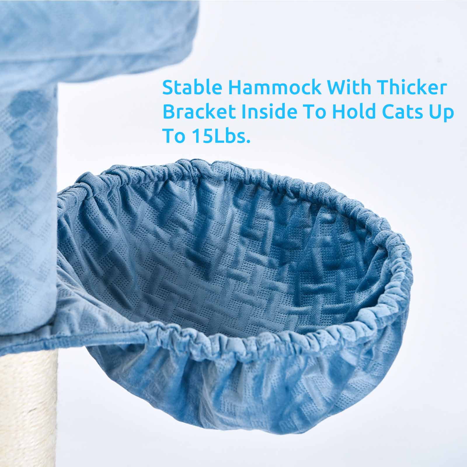 Petfamily 45 in Cat Tree Cat Tower with Perch, Hammock, Scratching Post, Stone Blue, 18.9x15.75x45" - Image 6