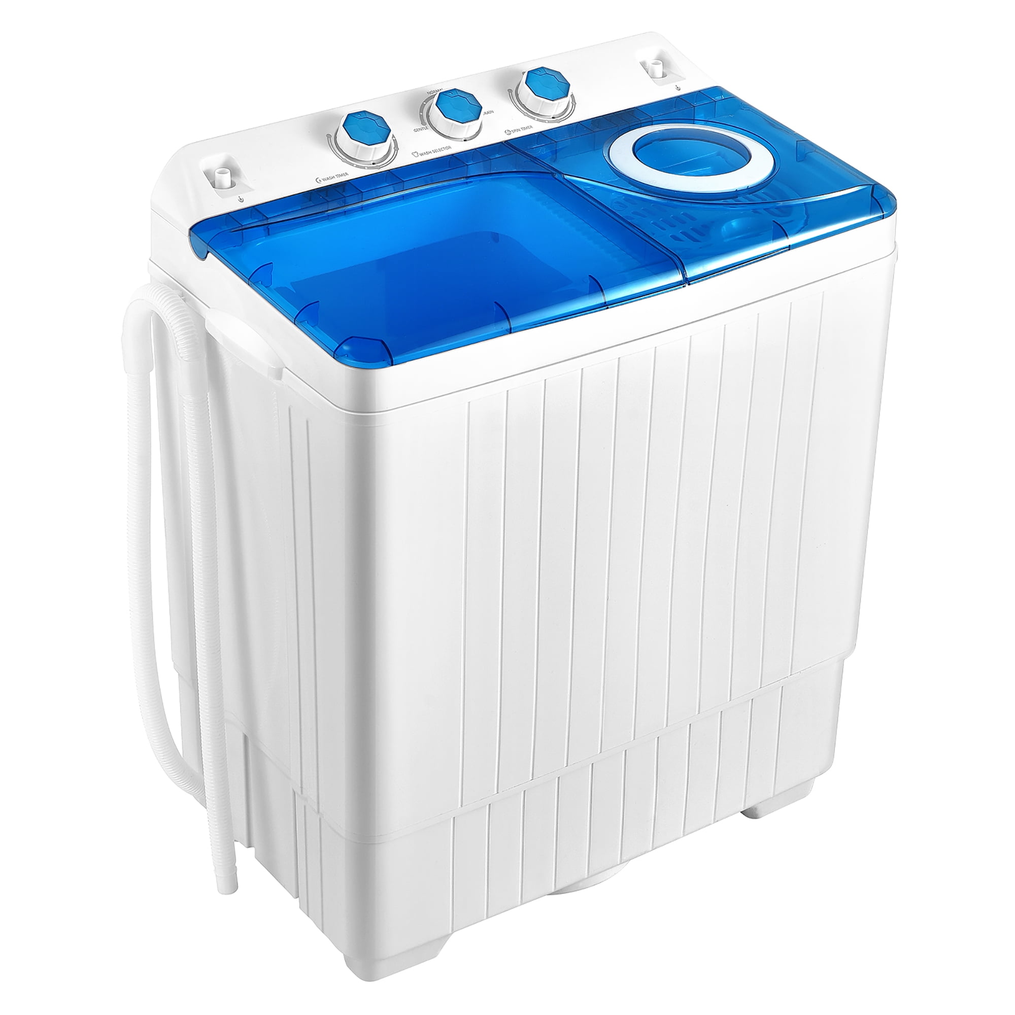 Costway 26 lbs Portable Semi-automatic Twin Tub Washing Machine with Drain Pump Blue - Image 5