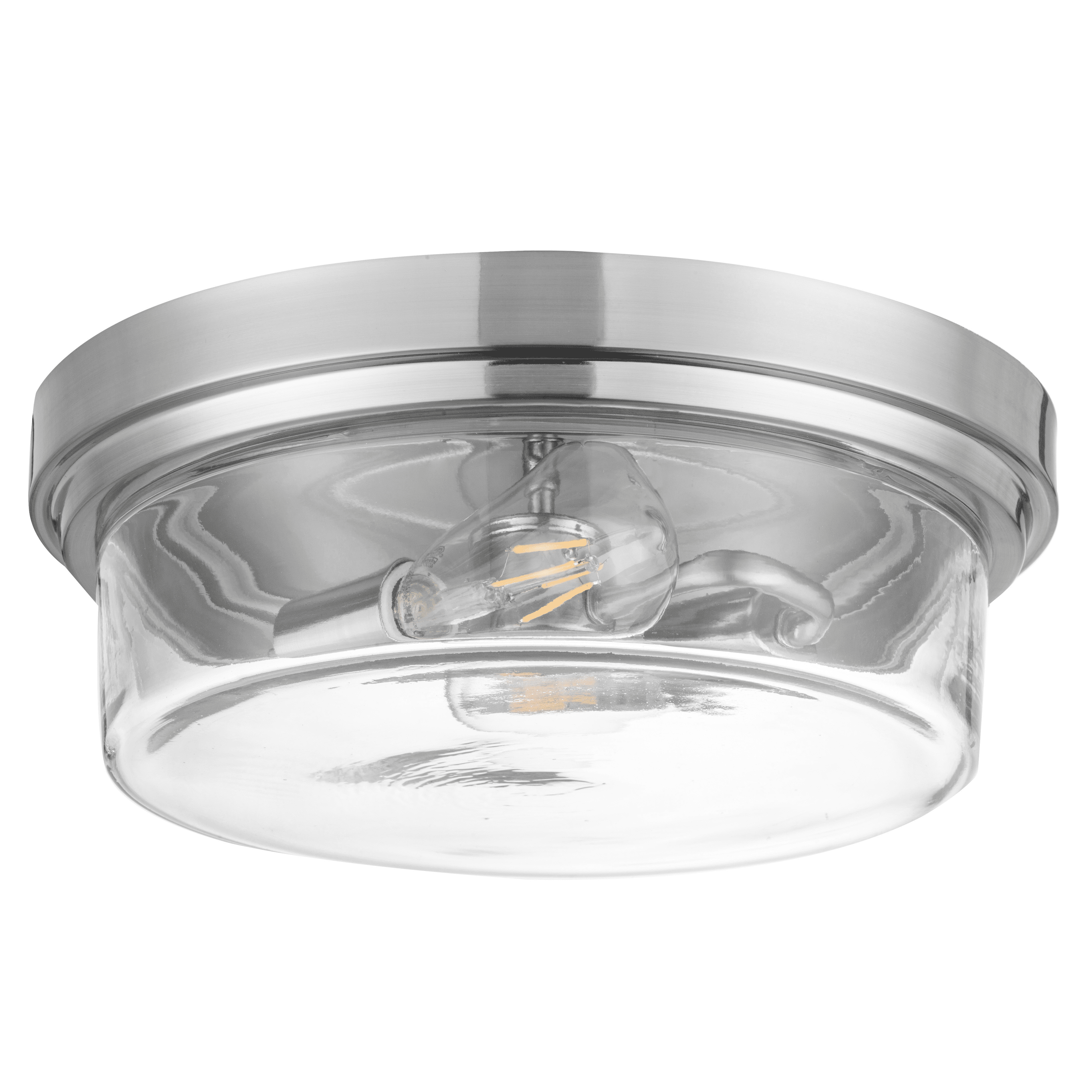 Prominence Home Madelyn 13" Brushed Nickel Flush Mount Indoor/Outdoor Light with Square Clear Glass Shade - Image 5