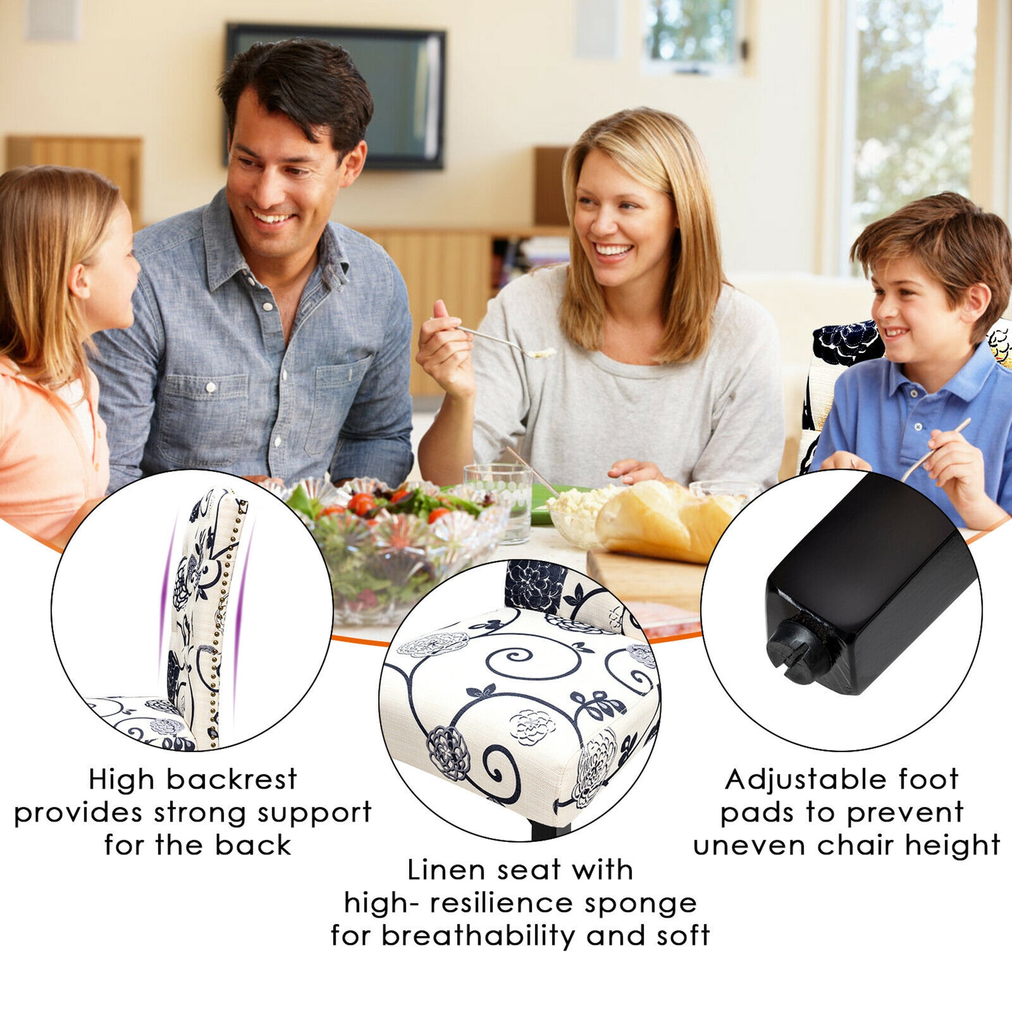 Gymax Set of 2 Tufted Dining Chair Upholstered Nailhead Trim Rubber Wooden Leg - Image 7