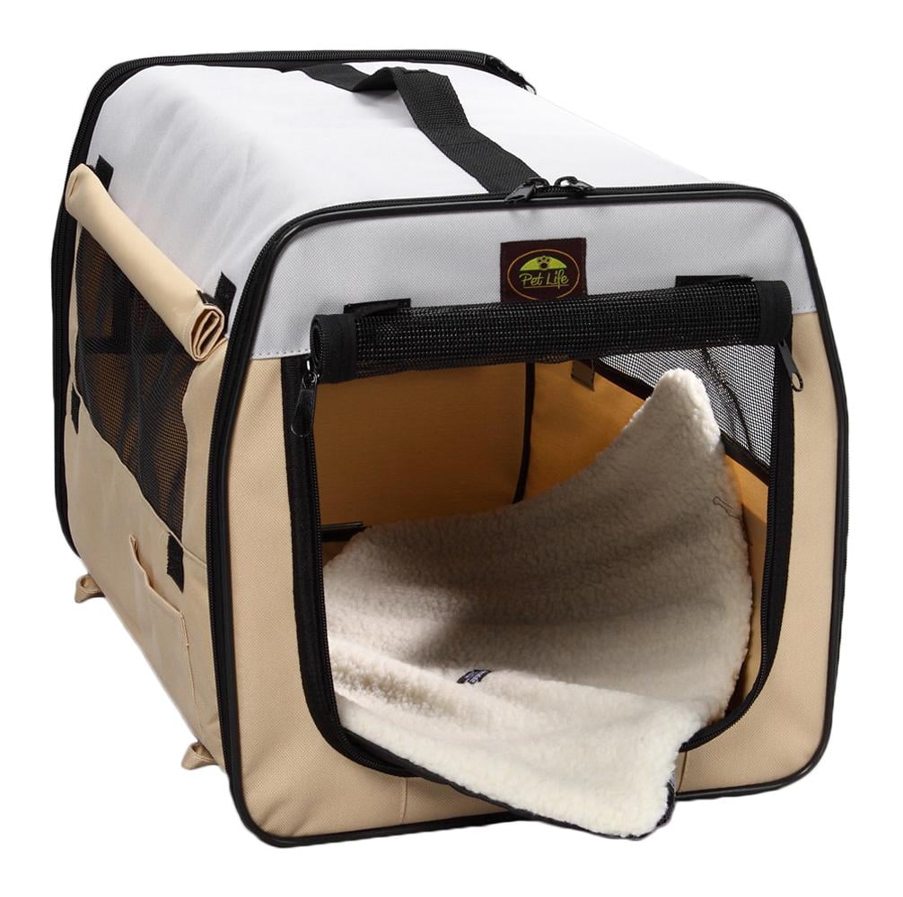 Pet Life ® 'Easy Folding' Zippered Folding Collapsible Wire Framed Lightweight Pet Dog Crate Carrier - Image 5