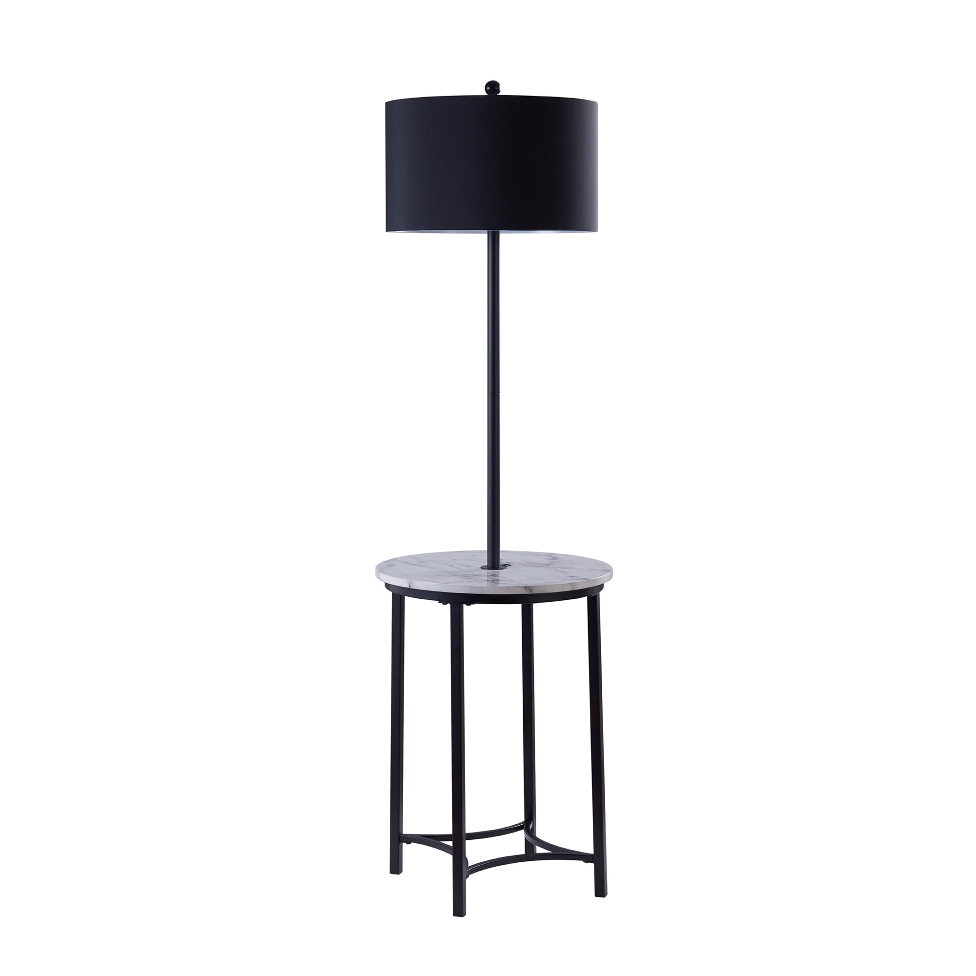 Teamson Home Shenna Floor Lamp with Side Table and Built-In USB, Faux Marble/Black - Image 9
