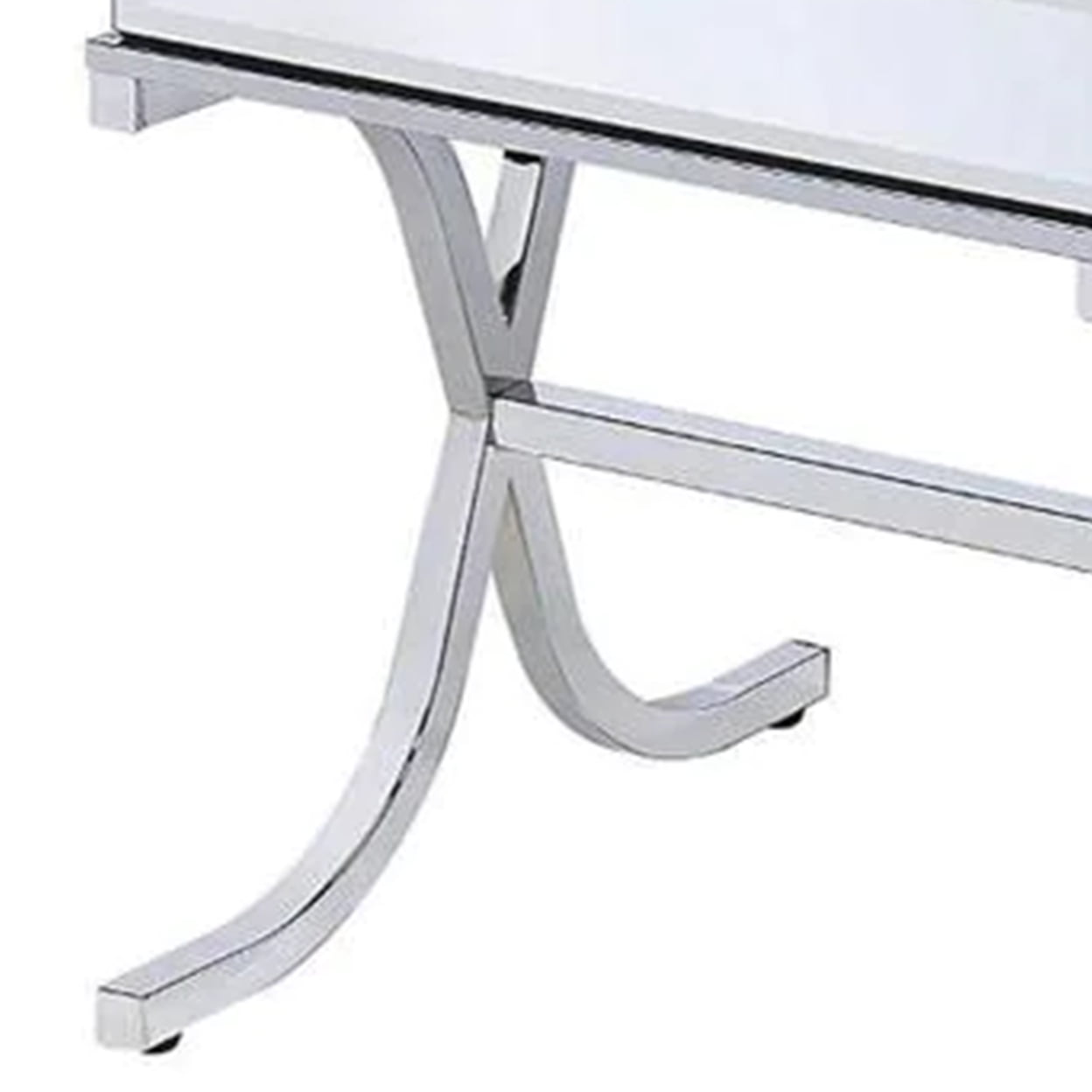 ACME Yuri Square Mirror Top Metal Tube End Table in Chrome - Image 5
