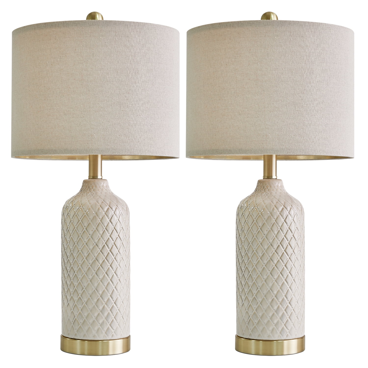 Oneach Ceramic Table Lamps Set of 2 for Living Room Bedroom 24.25" Modern Bedside Nightstand Lamps with Lamp Shades - Image 4