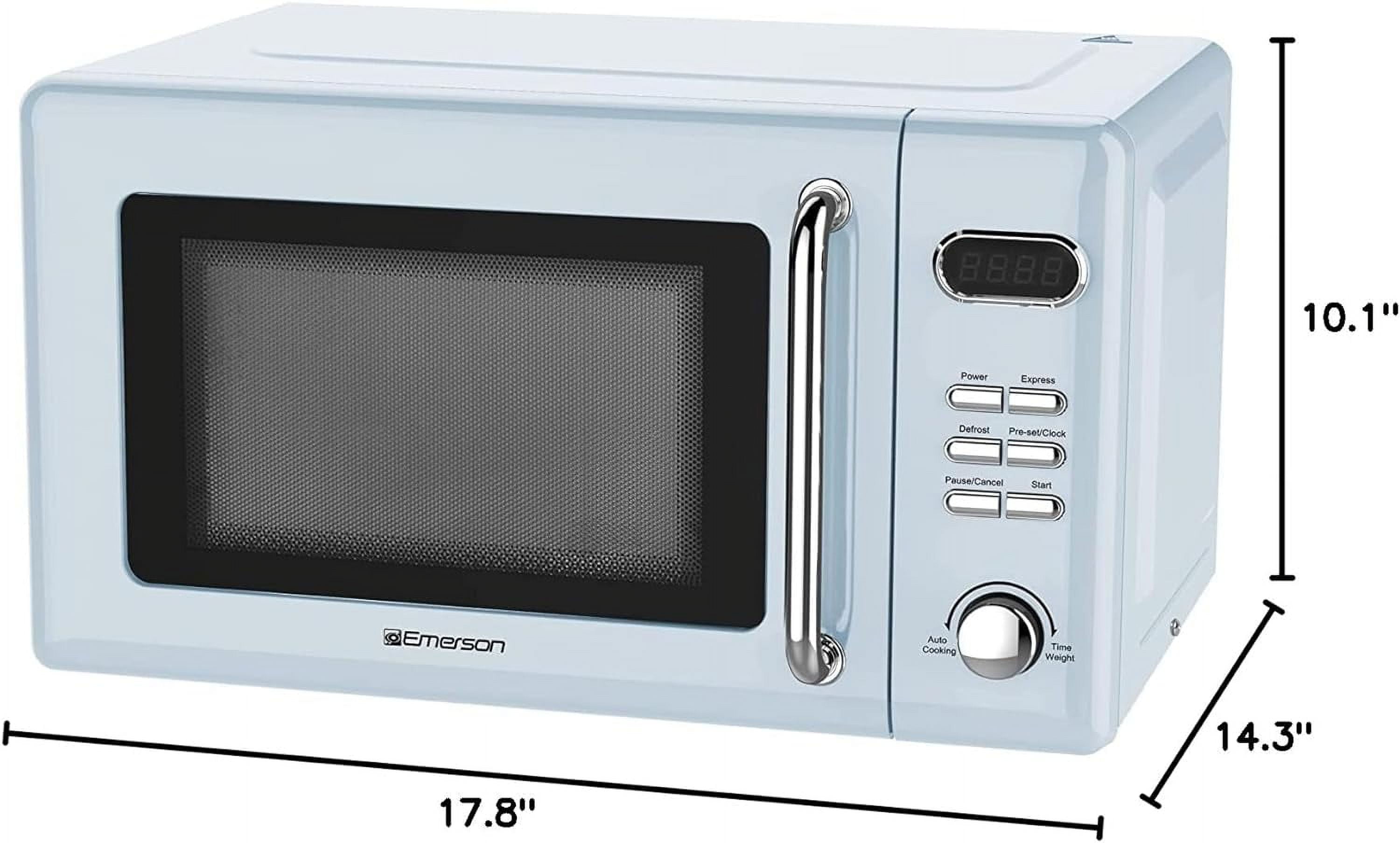 Emerson 0.7 Cu Ft, 700W Thunderbird Blue Retro Countertop Microwave Oven, MWR7020BL - Image 6