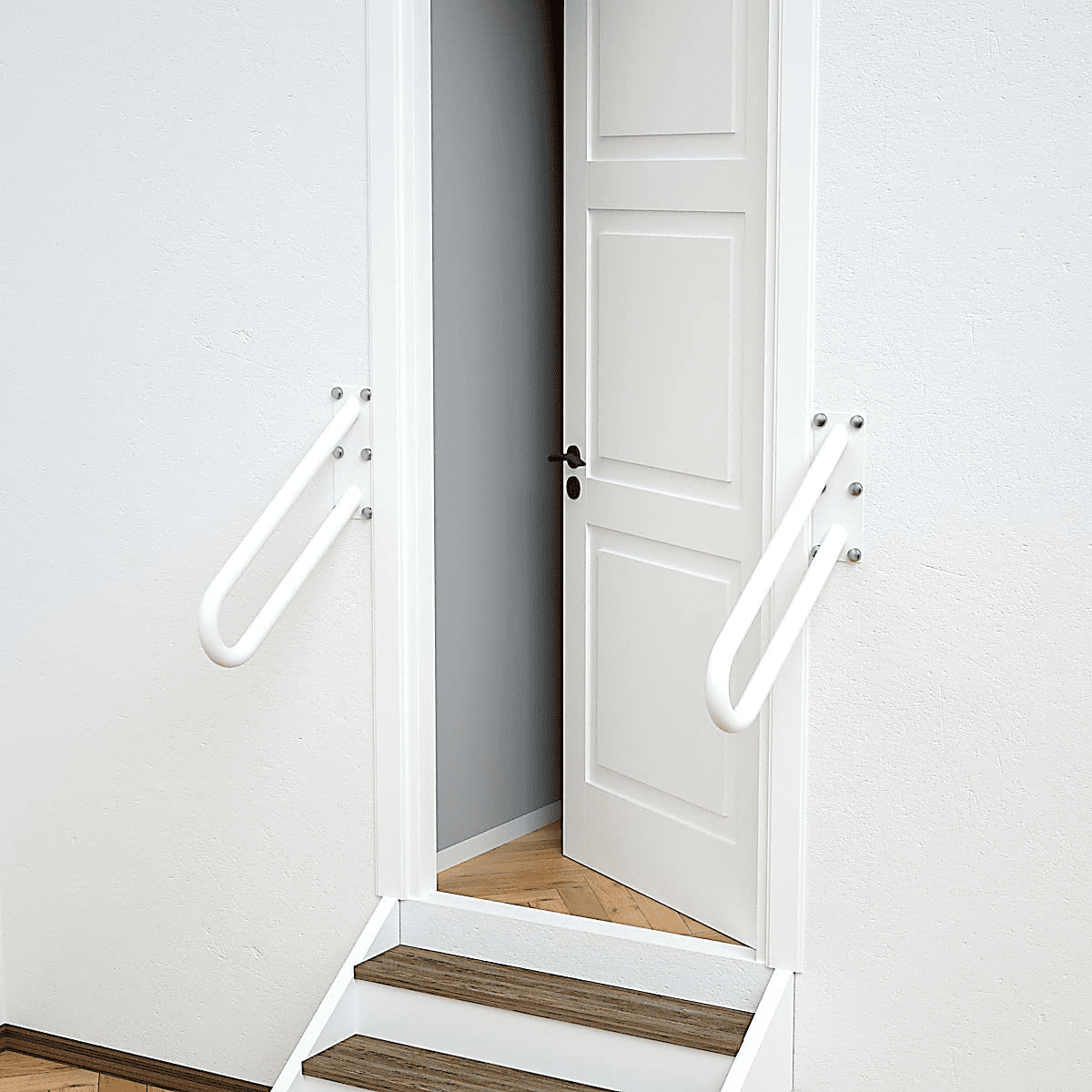 20 inch Stainless Steel Handrail for 1-3 Steps- 1.25" Tube, ZUEXT U Shaped Oil Rubbed White Safety Grab Bar for Stairs, Wall Mounted Hand Railing for Outdoor Garage Entry Interior Exterior Stairway - Image 5