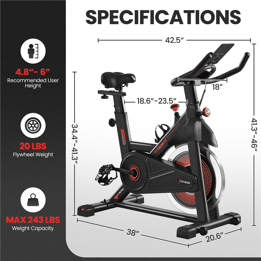 Renwick Brake Pad Exercise Bike with Height-Adjustable Padded Seat & Handlebar,Black - Image 5