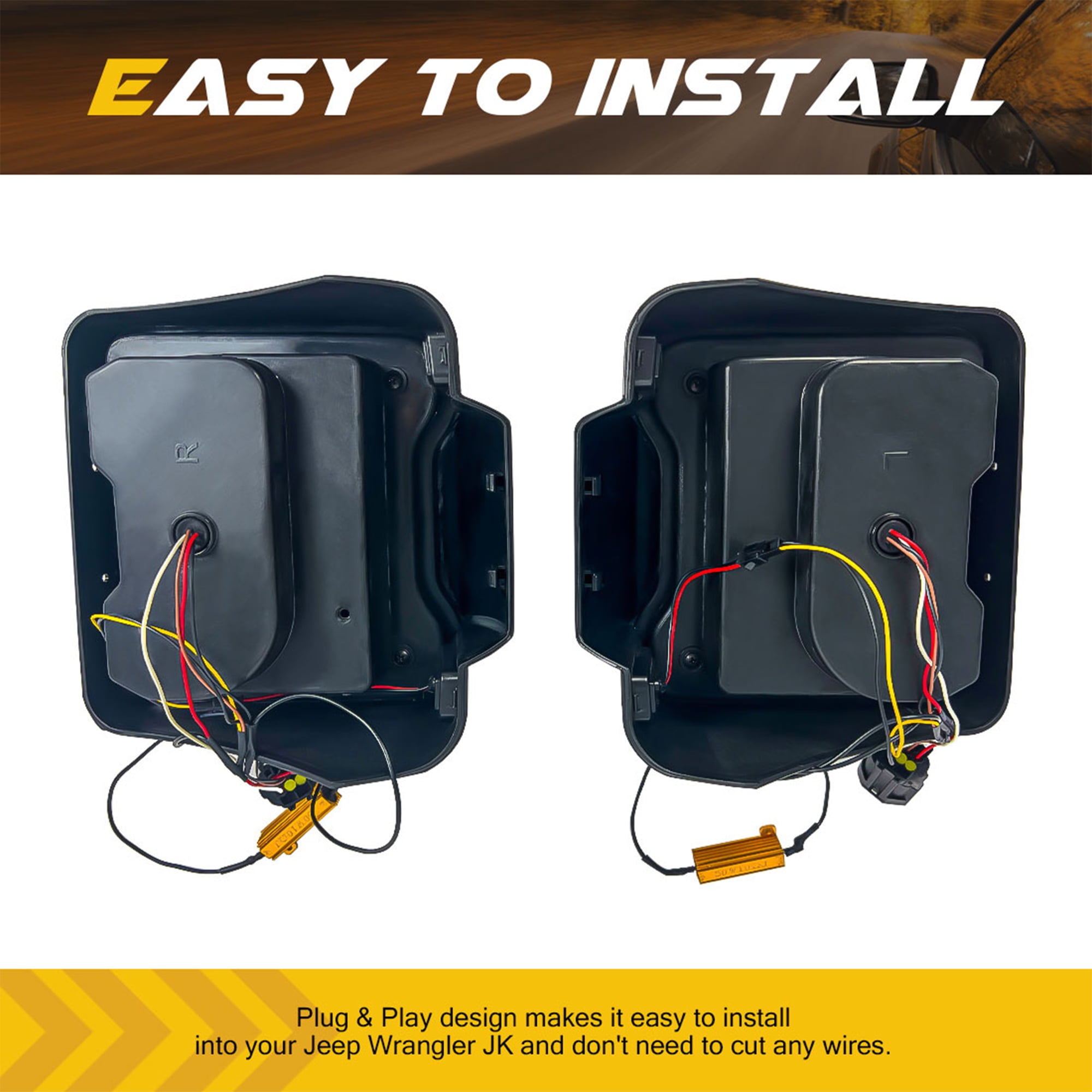 AMERICAN MODIFIED Red Lens Tunnel Tail Lights for 07-18 Jeep Wrangler JK JKU - Image 4