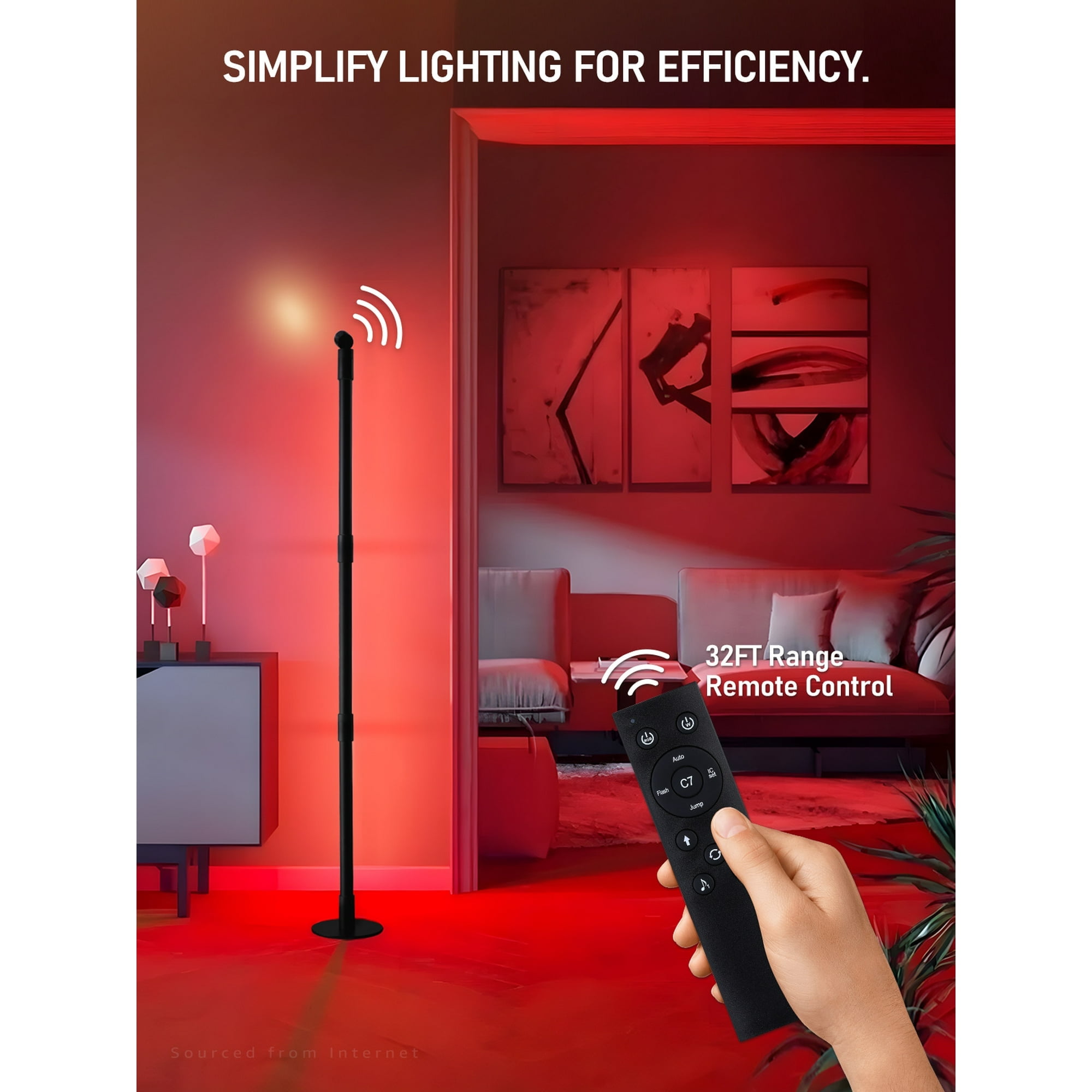 LED Floor Lamp with Spotlight, 360° RGBW Floor Tree Light with Music Sync, Remote Control, Corner Available - Image 5