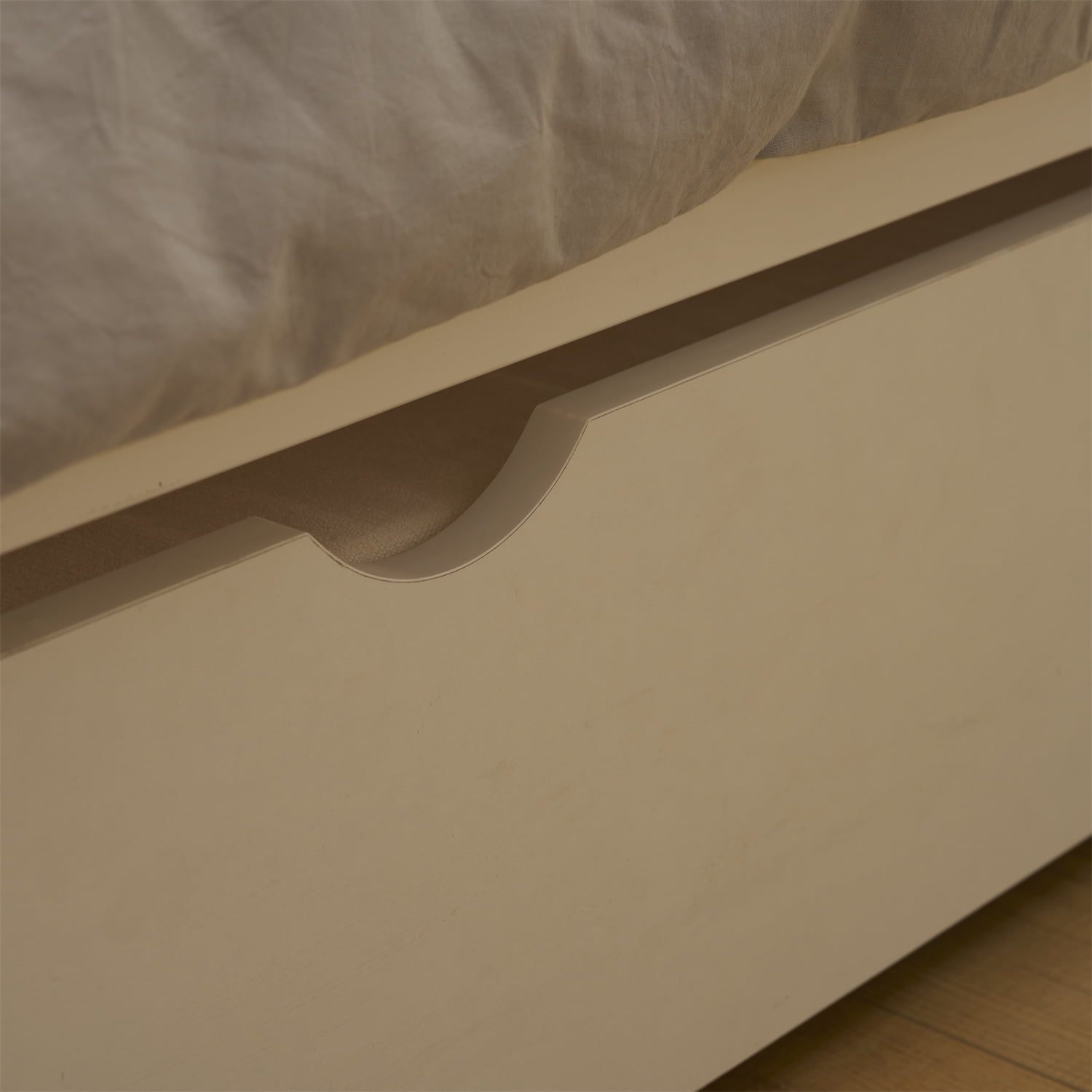 Zimtown Twin Bed with Trundle, Solid Wood Bed Frames with Headboard and Wooden Slats Support, Twin Trundle Bed Frame Roll Out, White - Image 2