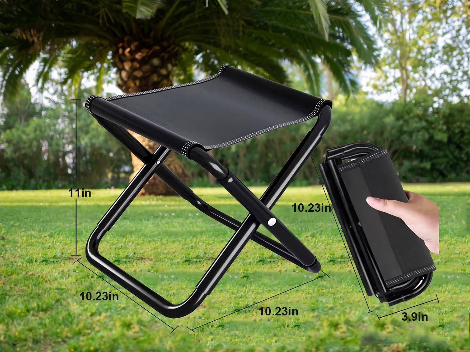 VINAUO Folding Camping Stool , Portable Camping Chair,Lightweight Camping Chairs for Adult Outdoor Fishing BBQ Hiking Black - Image 5