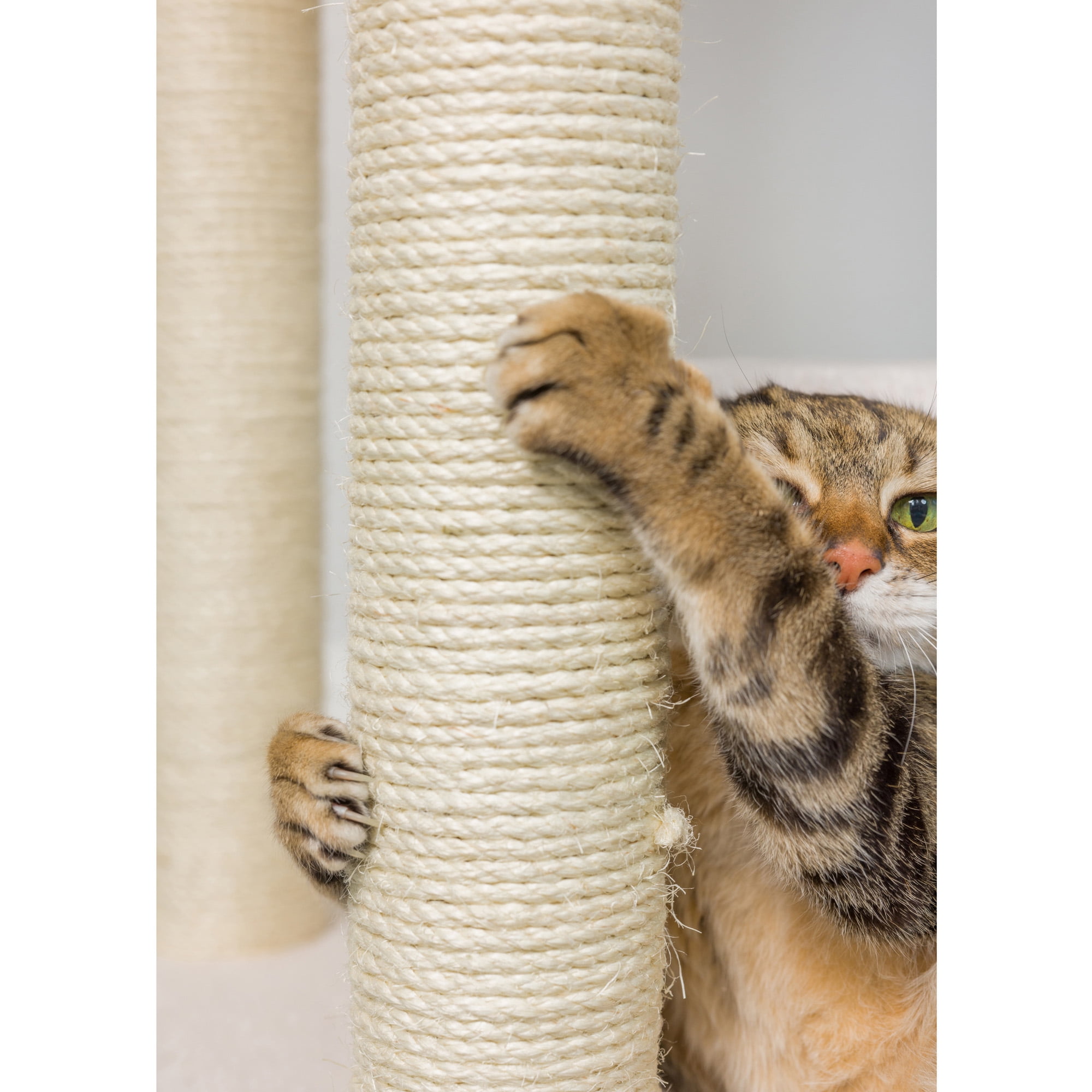 Armarkat 77-in real wood Cat Tree & Condo Scratching Post Tower, White - Image 4