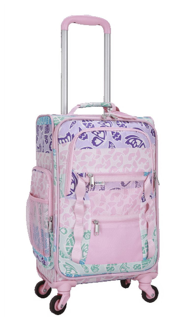 CRCKT 3 Piece Set Social Butterfly 21-inch Softside with Packing Cube and Luggage Tag, Pink Social Butterfly - Image 3