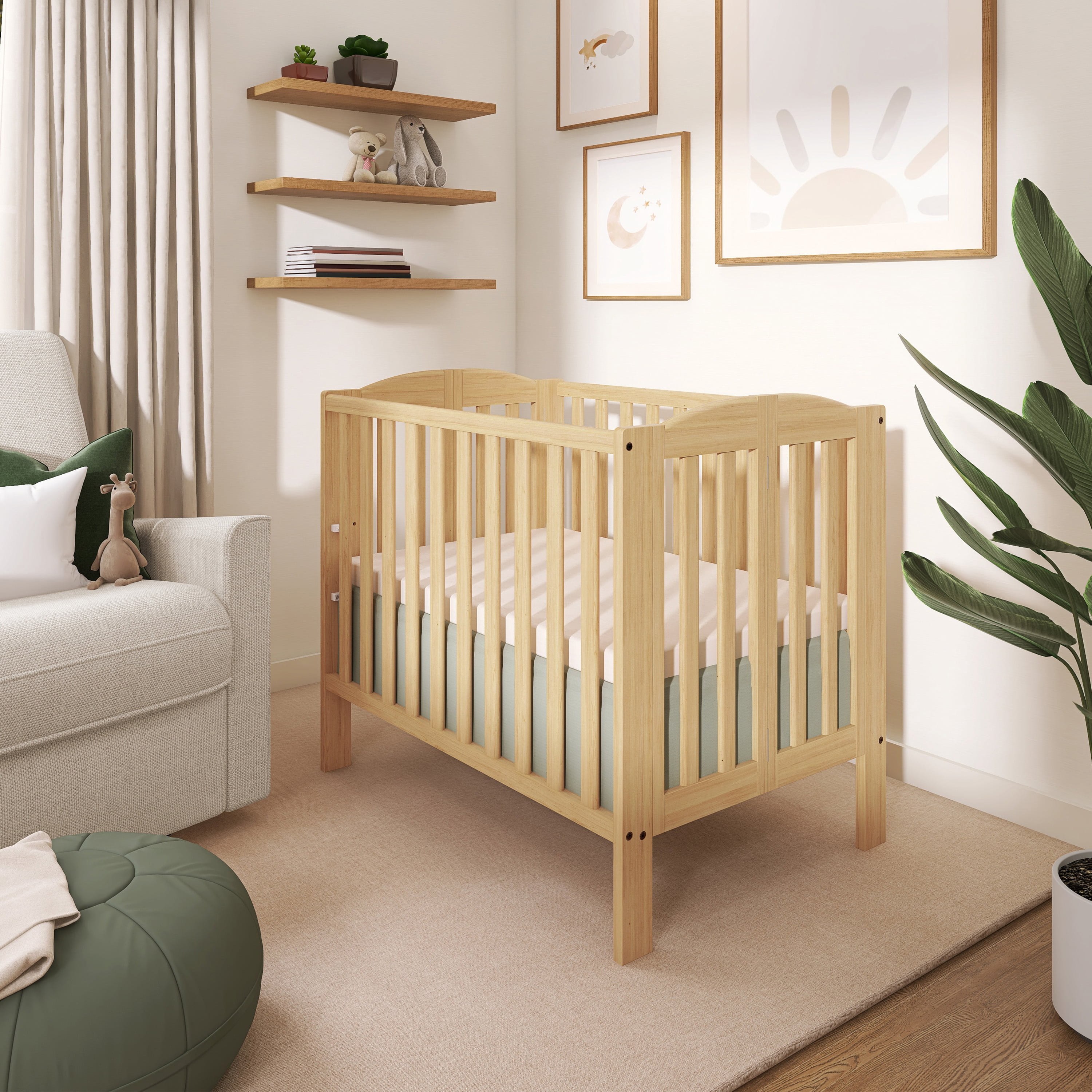 Dream On Me Birch 3-in-1 Folding Portable Mini Crib, Natural - Image 10