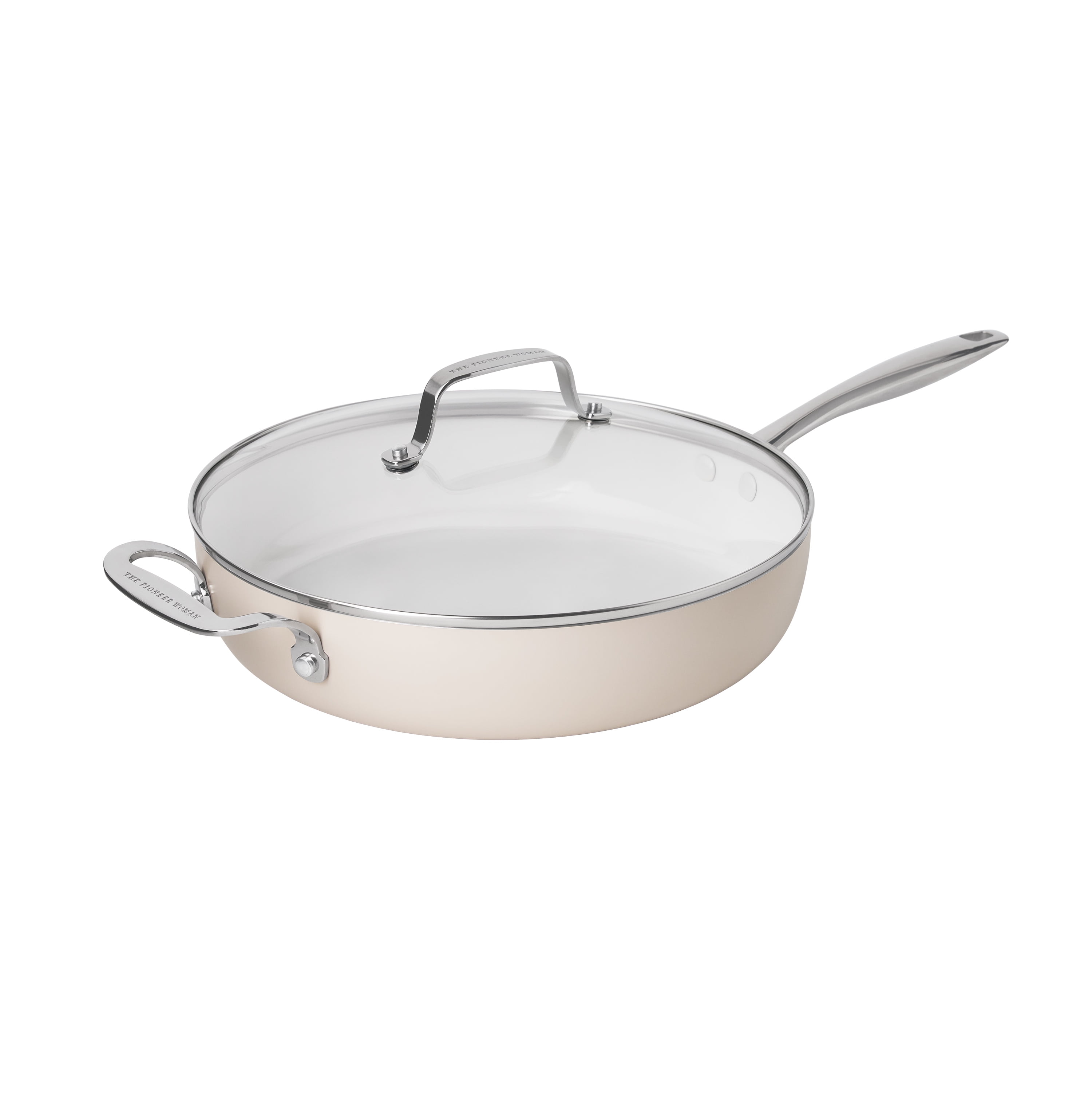 The Pioneer Woman Harlow 15-Piece Cookware Set, Ceramic Non-Stick Pots and Pans Set, Taupe - Image 10