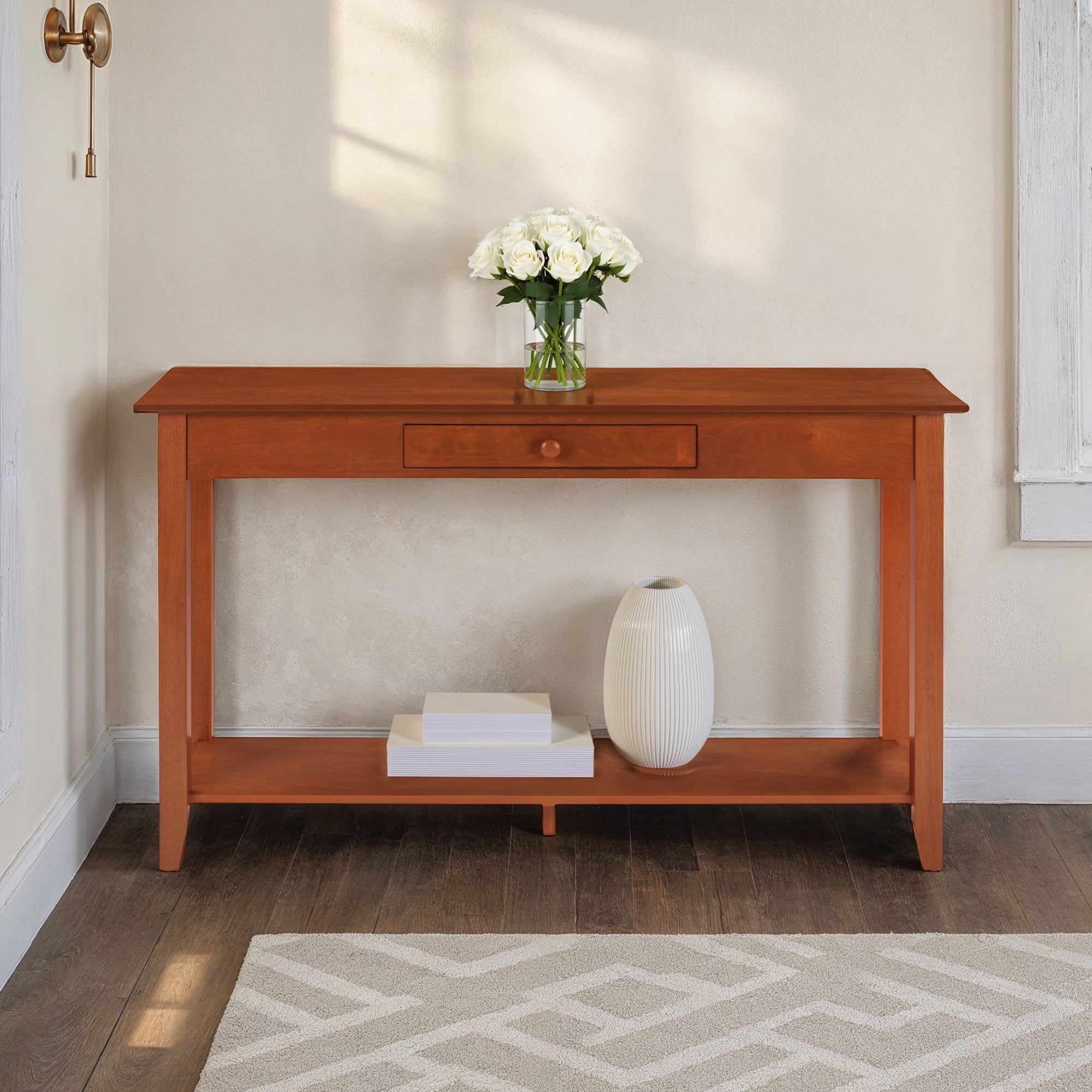 Convenience Concepts American Heritage 1 Drawer Console Table with Shelf, Cherry - Image 4