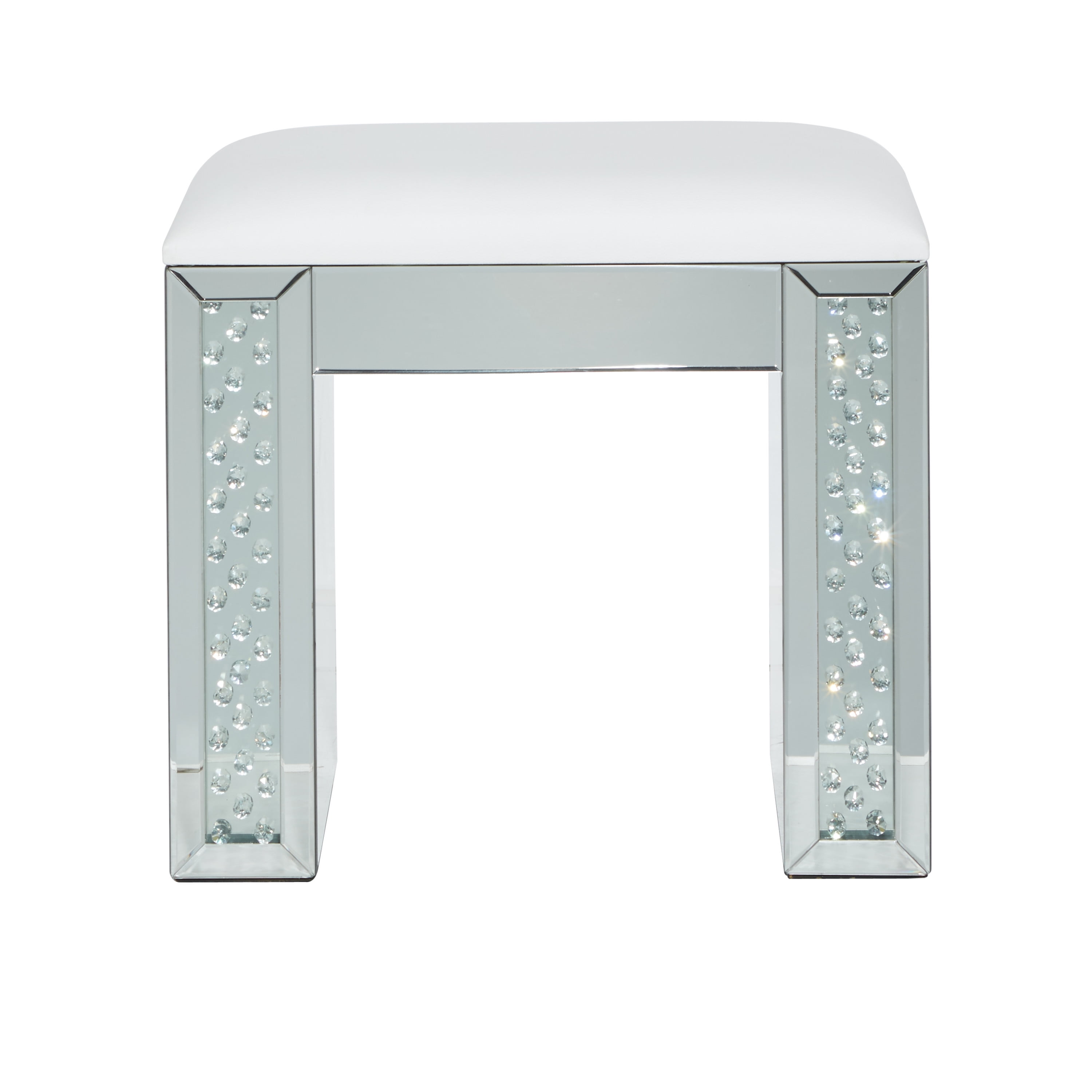 DecMode 15"W, 21"H Wood Glam Stool, Silver, 1-Piece - Image 5
