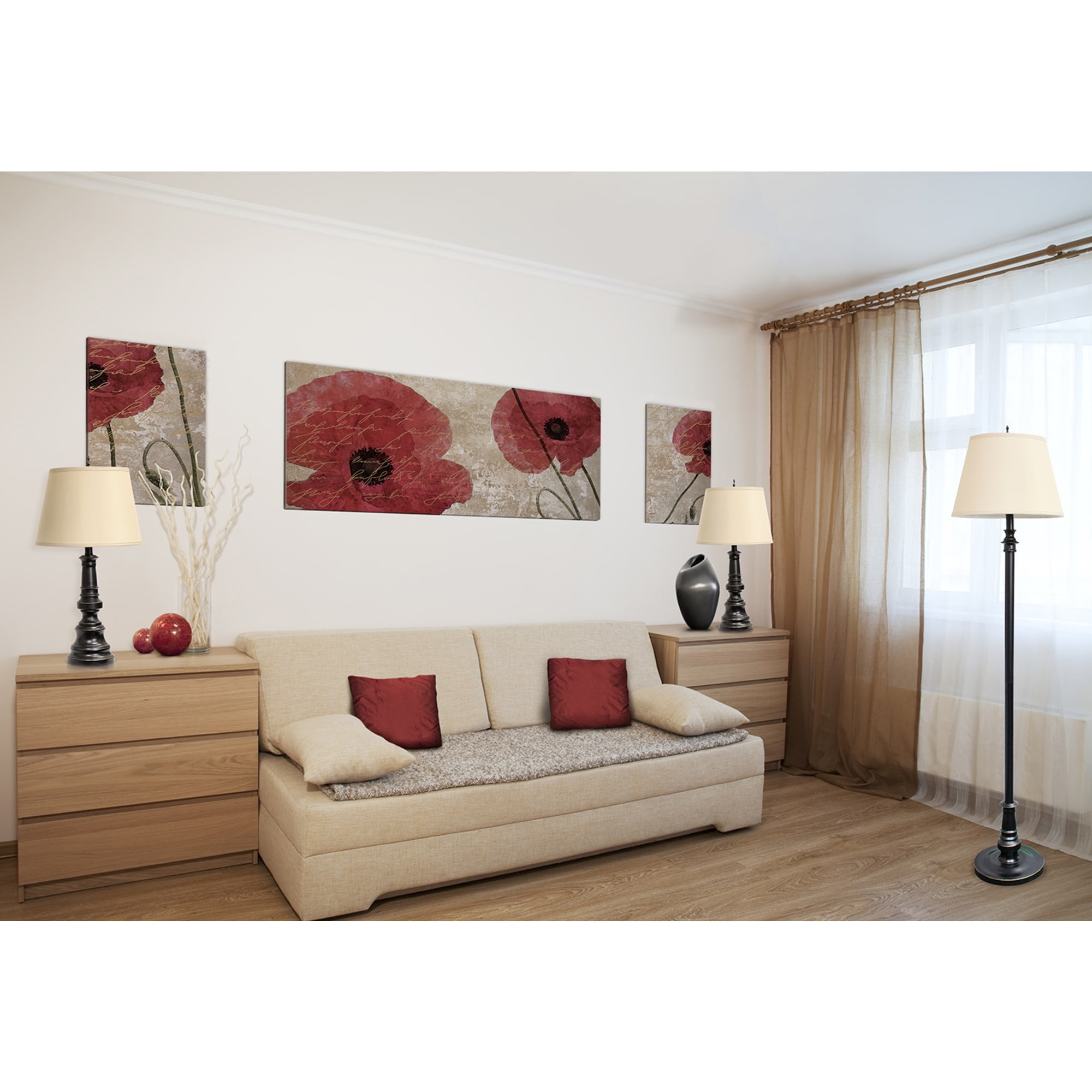 Elegant Designs Restoration Bronze Three Pack Lamp Set (2 Table Lamps, 1 Floor Lamps) - Image 2