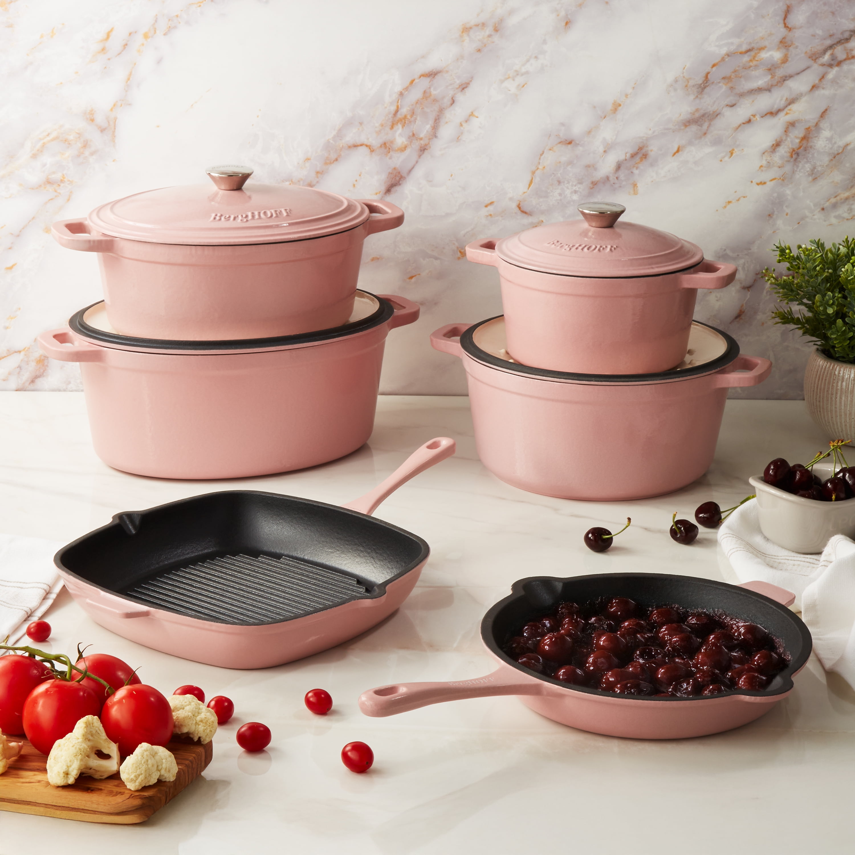 BergHOFF Neo Cast Iron Square Grill Pan 11", Pink - Image 6