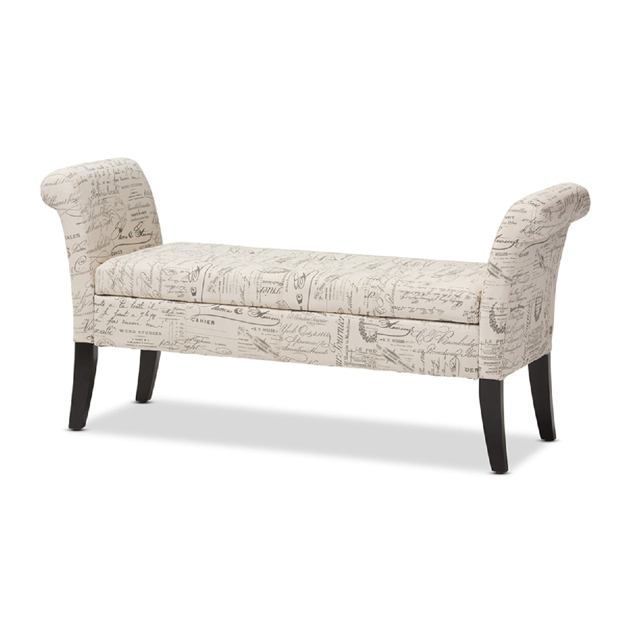 Baxton Studio Avignon Script-Patterned French Laundry Fabric Storage Ottoman Bench - Image 3