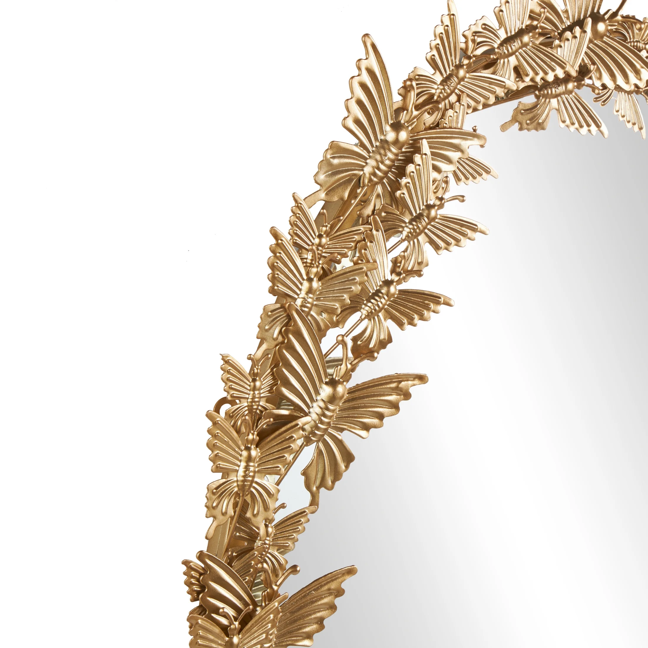 DecMode 19" x 33" Gold Oval 3D Butterfly Wall Mirror - Image 9