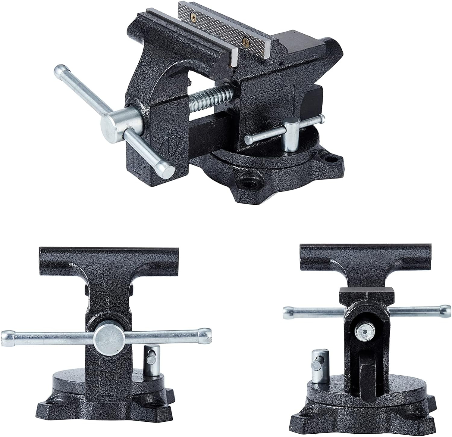 Gloppers Black Bench Vises, 4-1/2"Jaw Width with Swivel Base Table Vise Clamps - Image 3