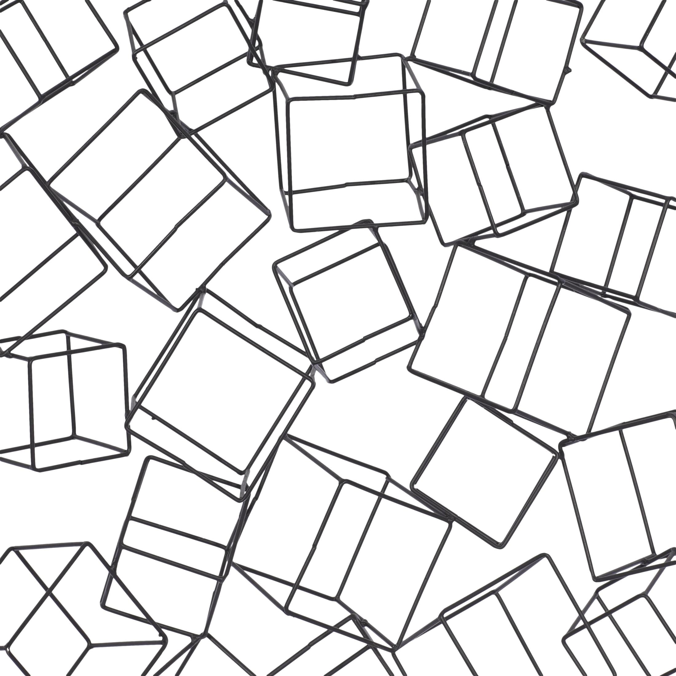 DecMode Black Metal 3D Layered Wire Cube Geometric Wall Decor - Image 5