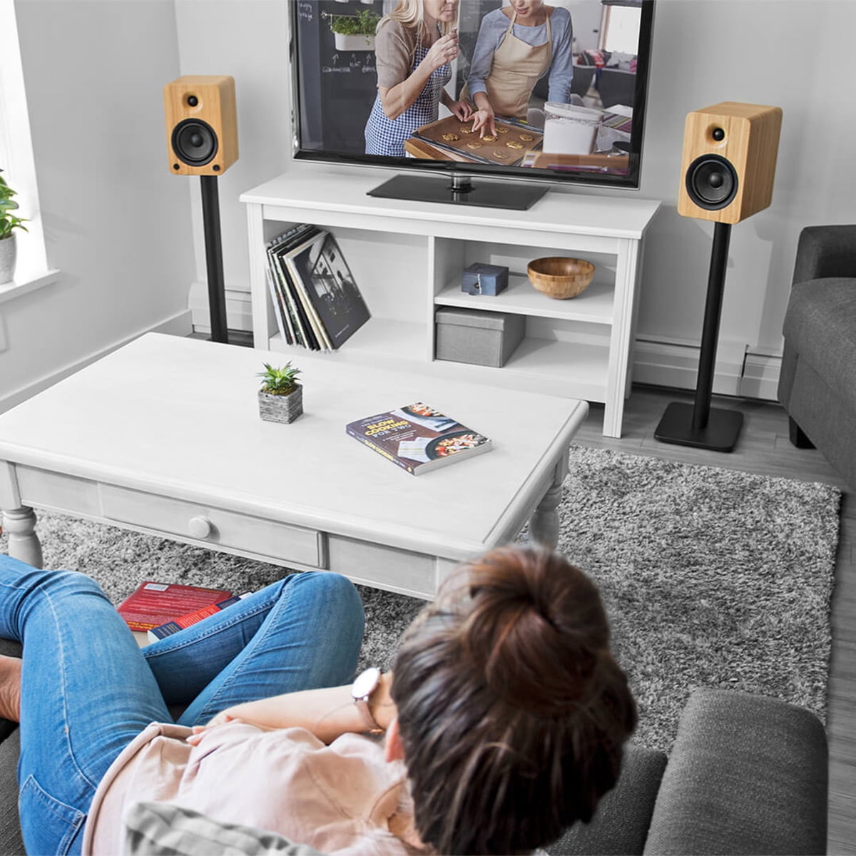 Kanto SP26PL 26" Bookshelf Speaker Stands with Rotating Top Plates and Cable Management – Pair (Black) - Image 7