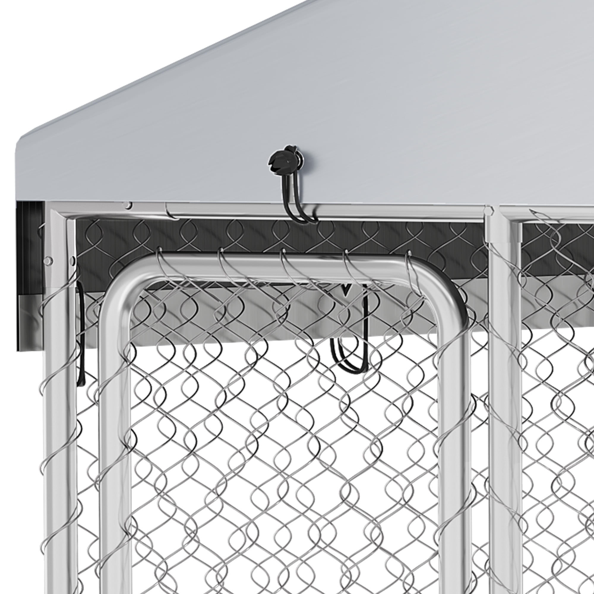 Uforic 7.5'x7.5' Outdoor Dog Kennel with Rotating Feeder Bowls, Outdoor Dog Enclosure with Roof, Heavy Duty Dog Kennel for Backyard Farm - Image 5