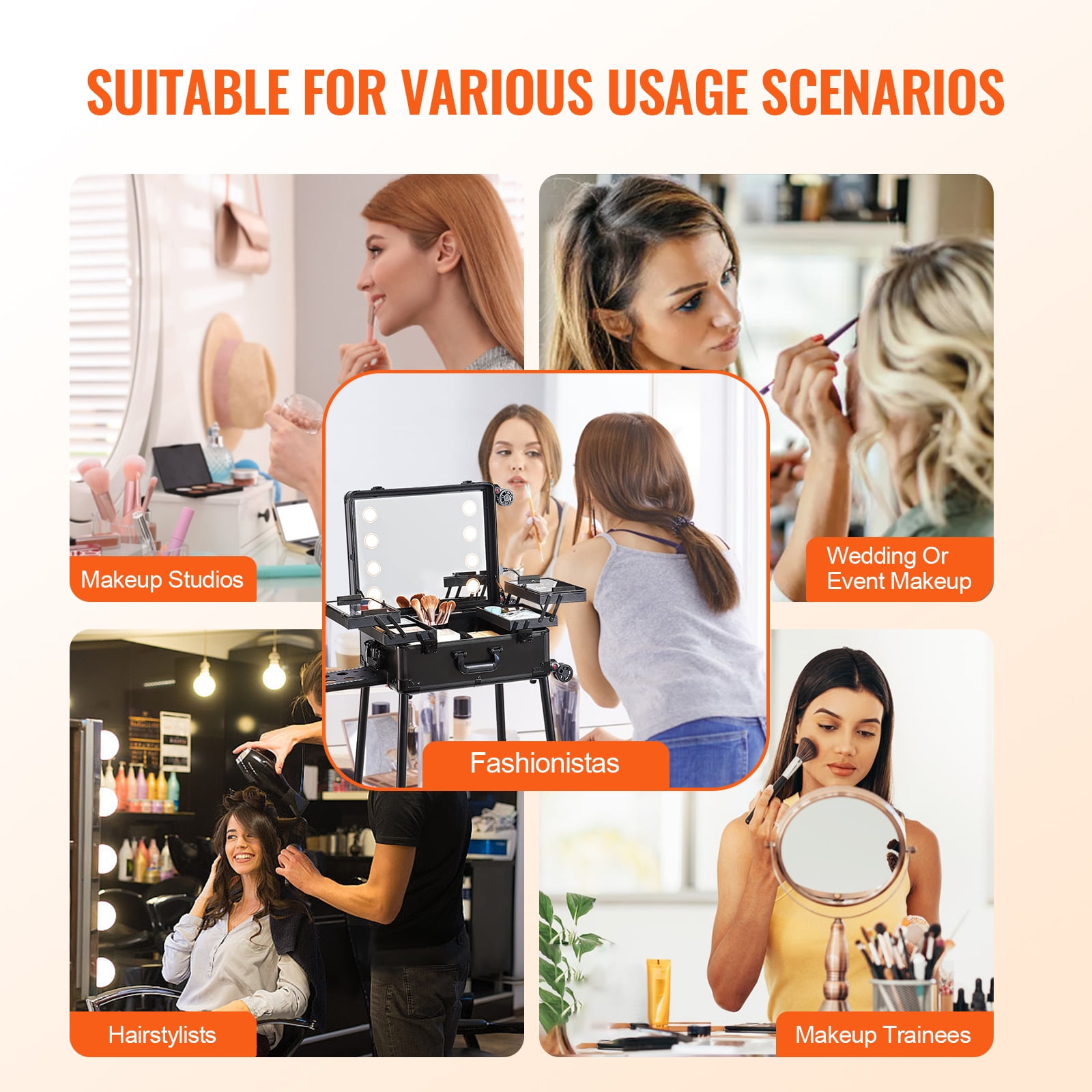 KFFKFF Professional Rolling Makeup Train Case Cosmetic Storage Free Standing - Image 9