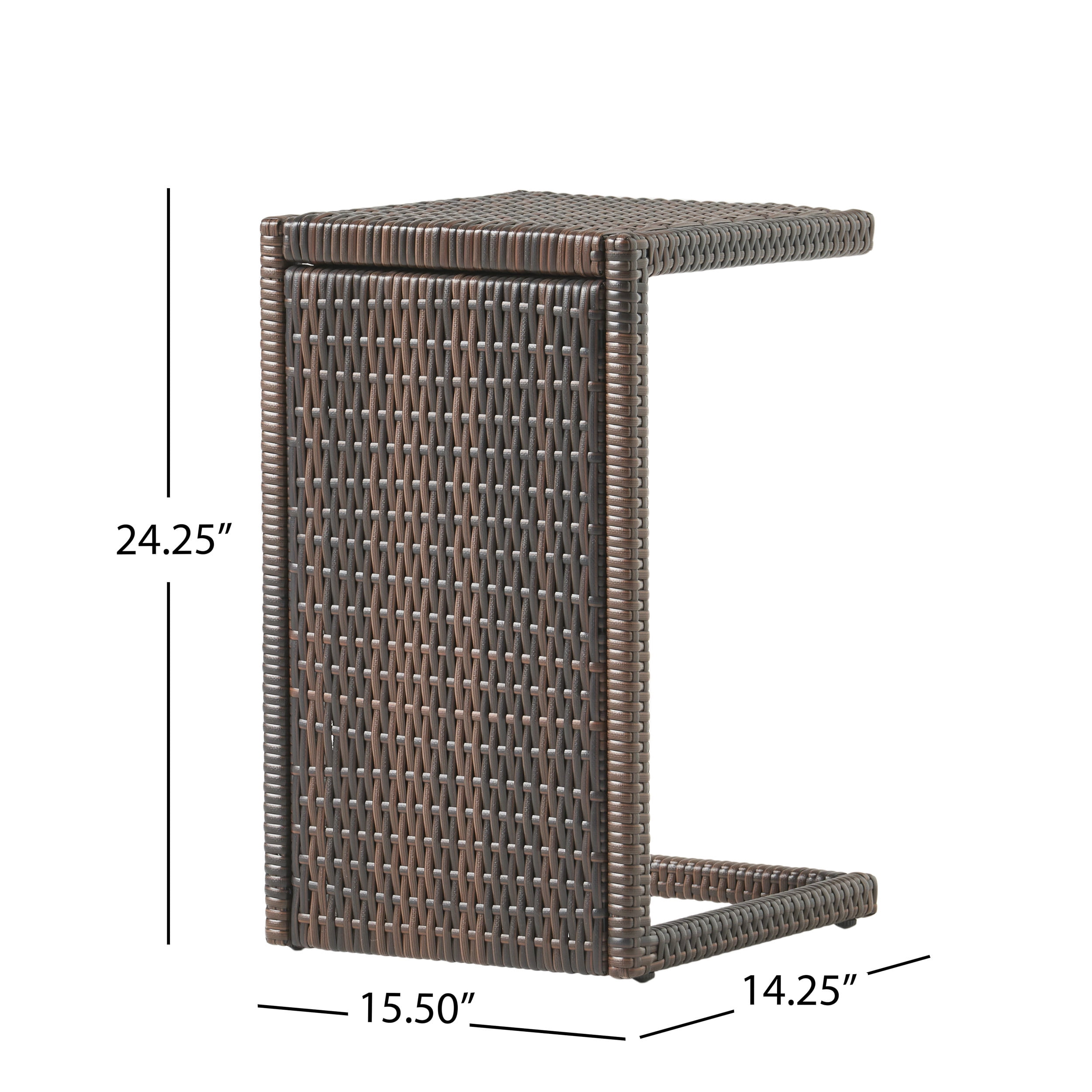 Padilla Outdoor Wicker Accent Table, Multibrown - Image 2