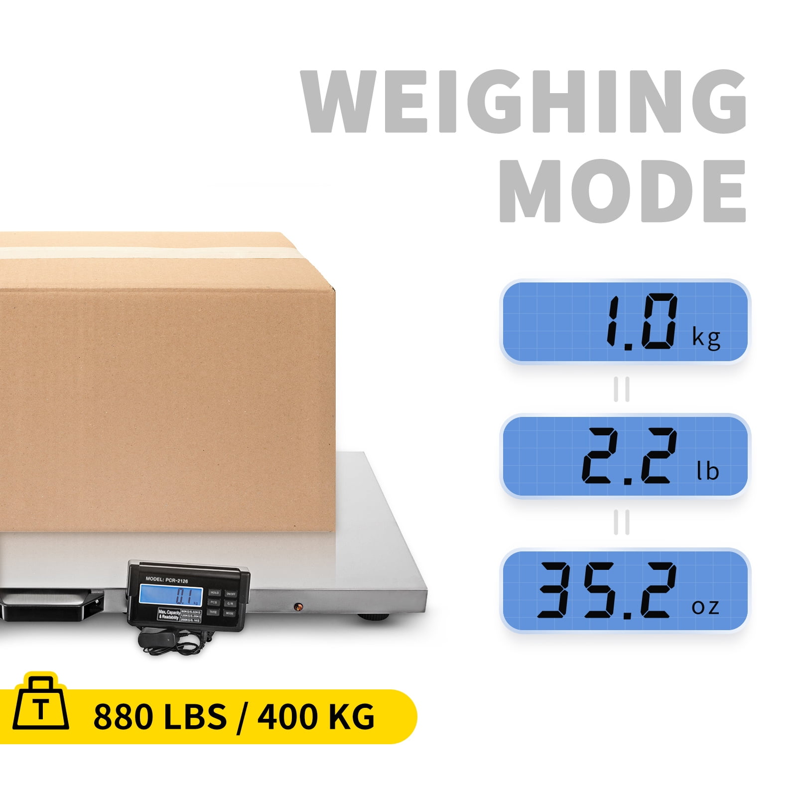 KFFKFF Industrial Floor Scale, 880Lbs x 0.2Lbs, Large Stainless Steel Platform Measuring 40.6x20.9Inch, Suitable for Large Animal Weighing Like Dogs, Pigs, Goats, Ideal for Livestock - Image 7