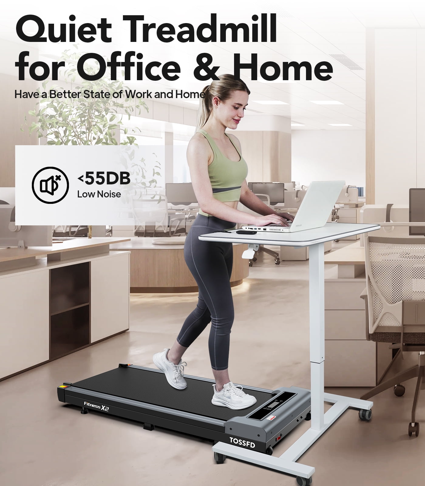 TOSSFD 2.5HP Walking Pad,38.6"*15.7"Walking Area,0.5-3.8MPH Under Desk Treadmill for Home/Office, Walking Jogging Machine with 280 lbs Weight Capacity,X2 - Image 11