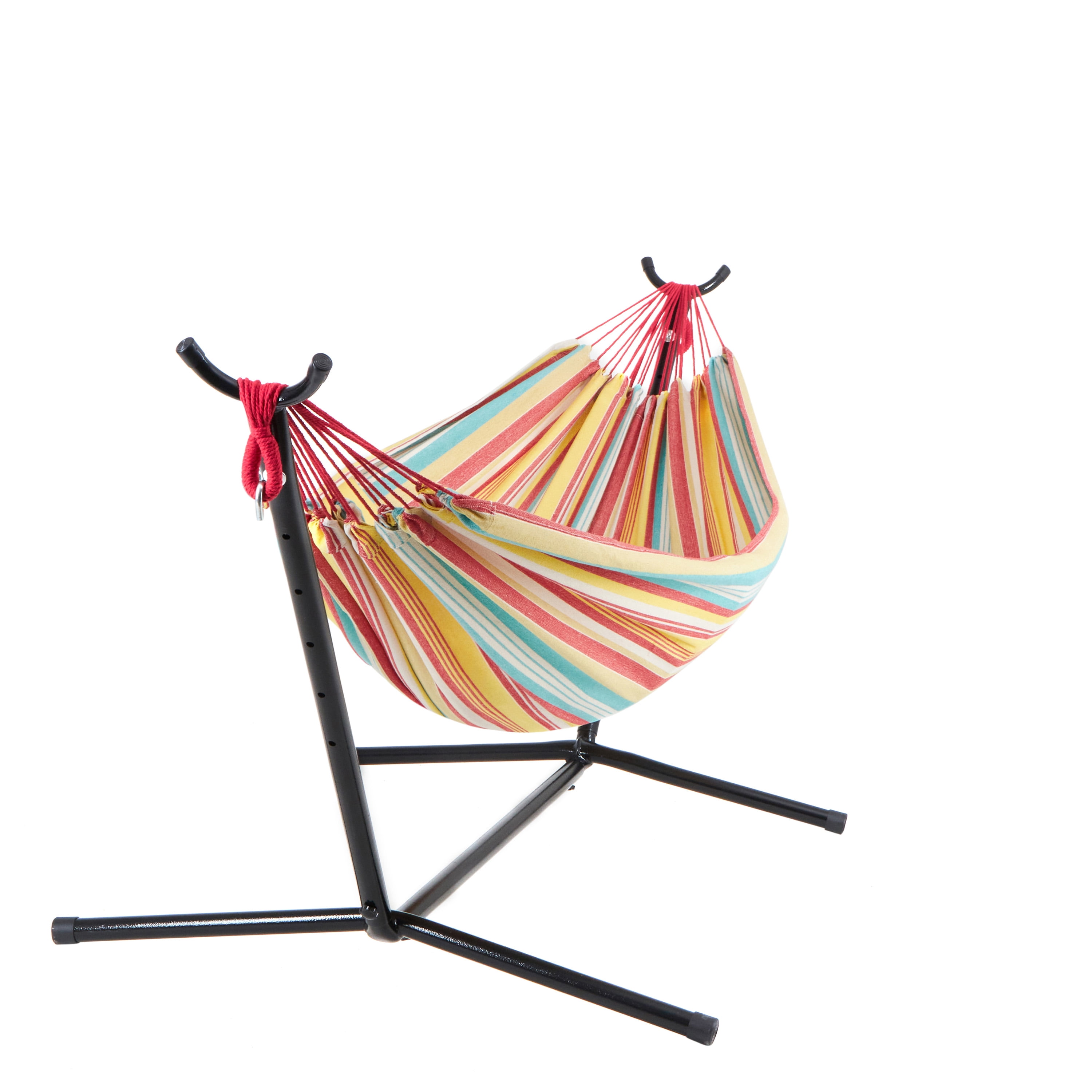Bliss Hammocks 60" Wide Hammock & Built-in Stand w/ Carrying Case & Hanging Hardware , Indoor, Outdoor, Poolside, Patio, Backyard , Heavy Duty, Strong & Durable , 400 Lbs Capacity-Watermelon Stripe - Image 2