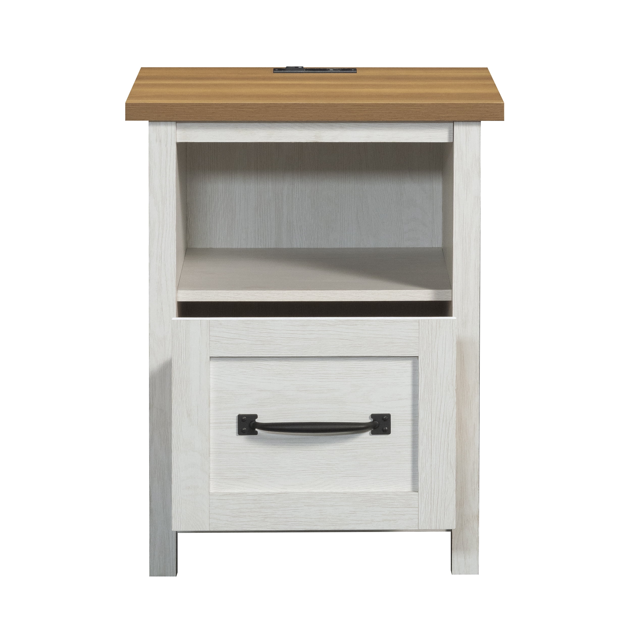 Better Homes & Gardens Modern Farmhouse Nightstand with USB, Alabaster and Light Honey Finish - Image 9