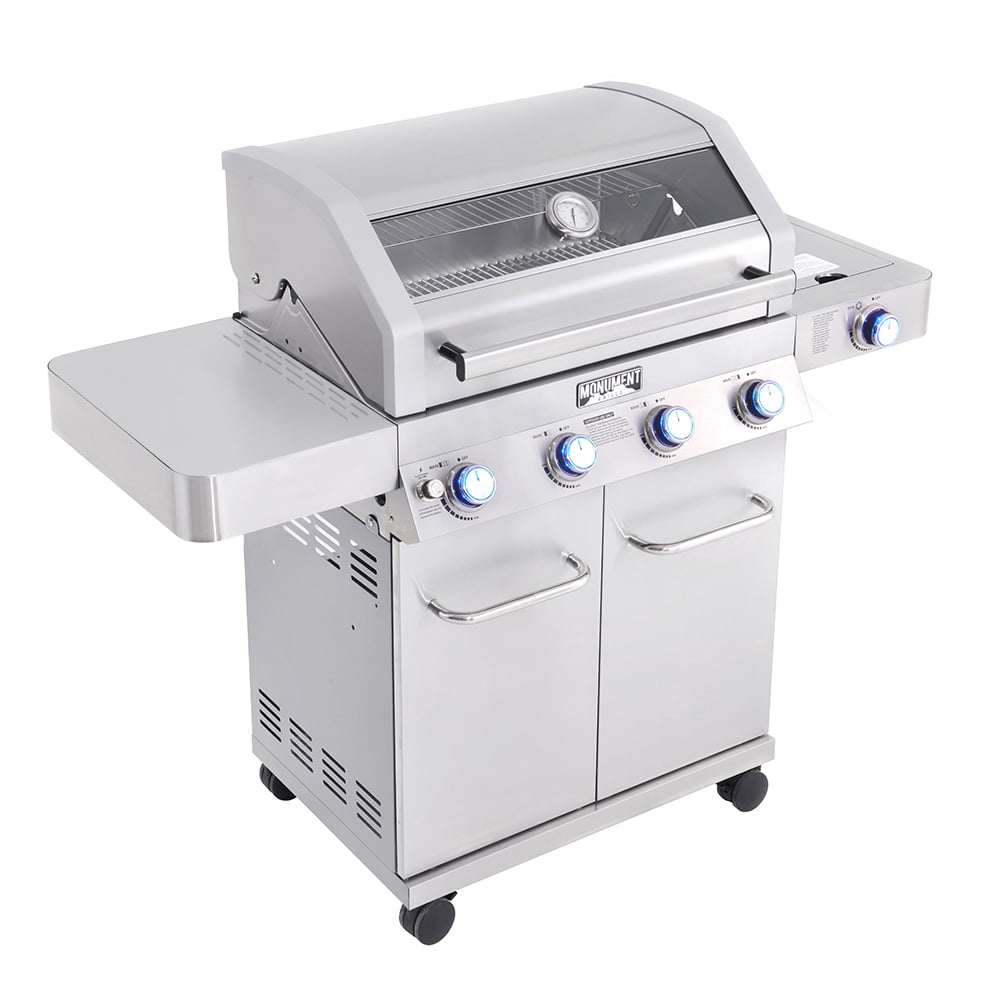Monument Grills 4 Burner Dual Fuel Gas Grill with Stainless Steel Cabinet, Side Burner, Clear View Lid and LED Controls, 60,000 BTU - Image 12